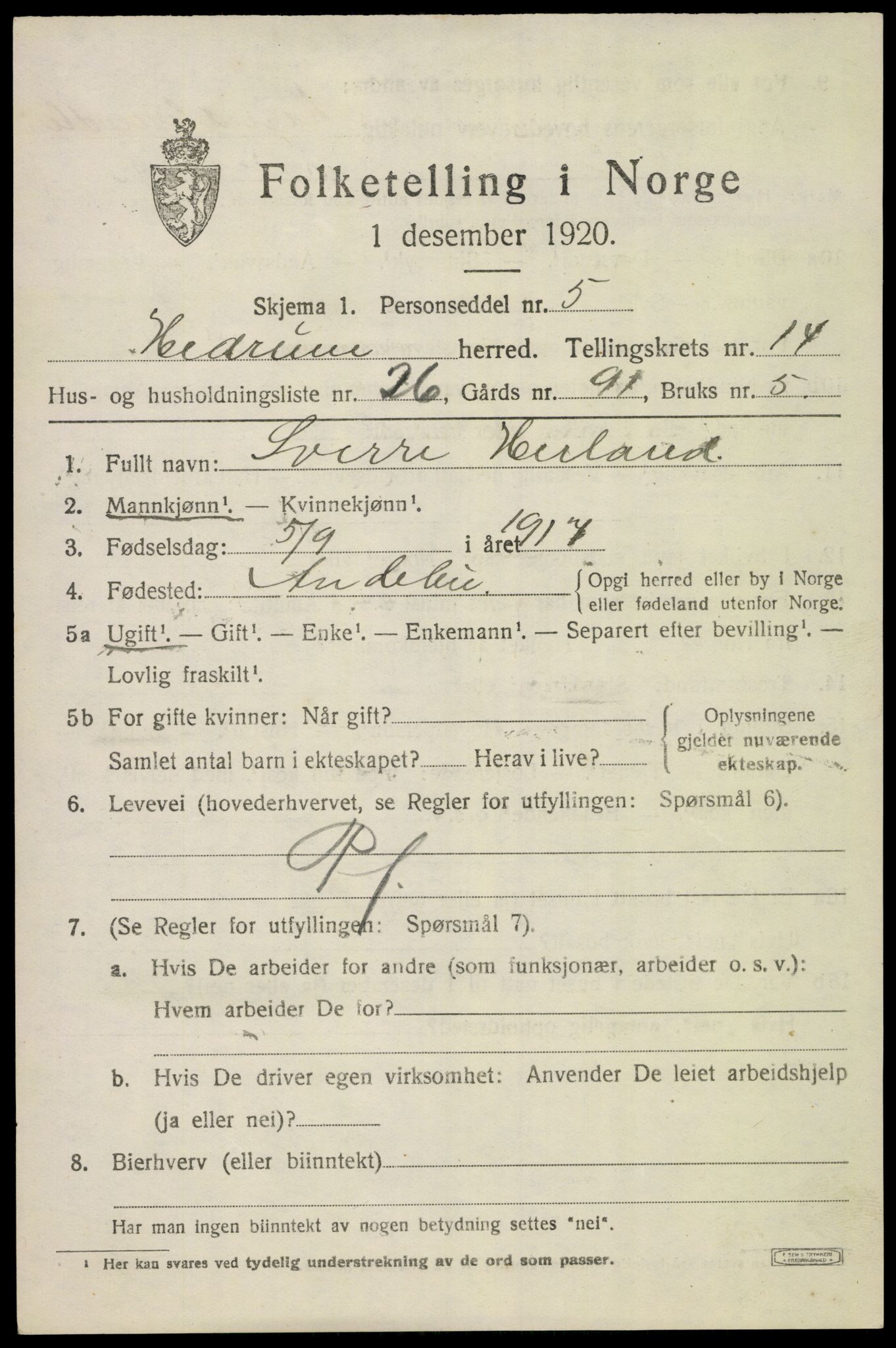 SAKO, Folketelling 1920 for 0727 Hedrum herred, 1920, s. 9375