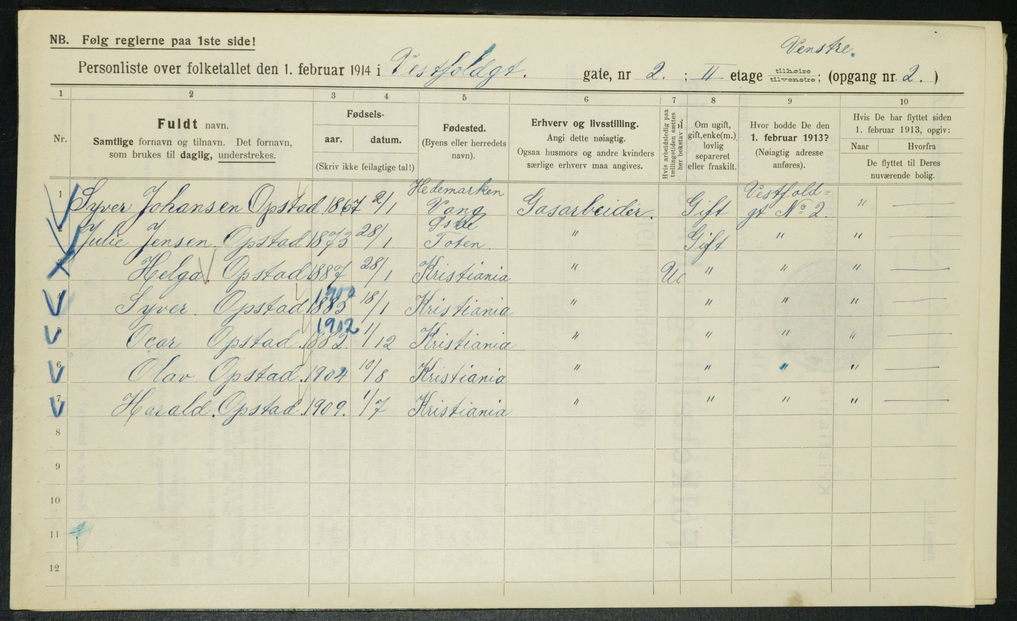 OBA, Kommunal folketelling 1.2.1914 for Kristiania, 1914, s. 123469