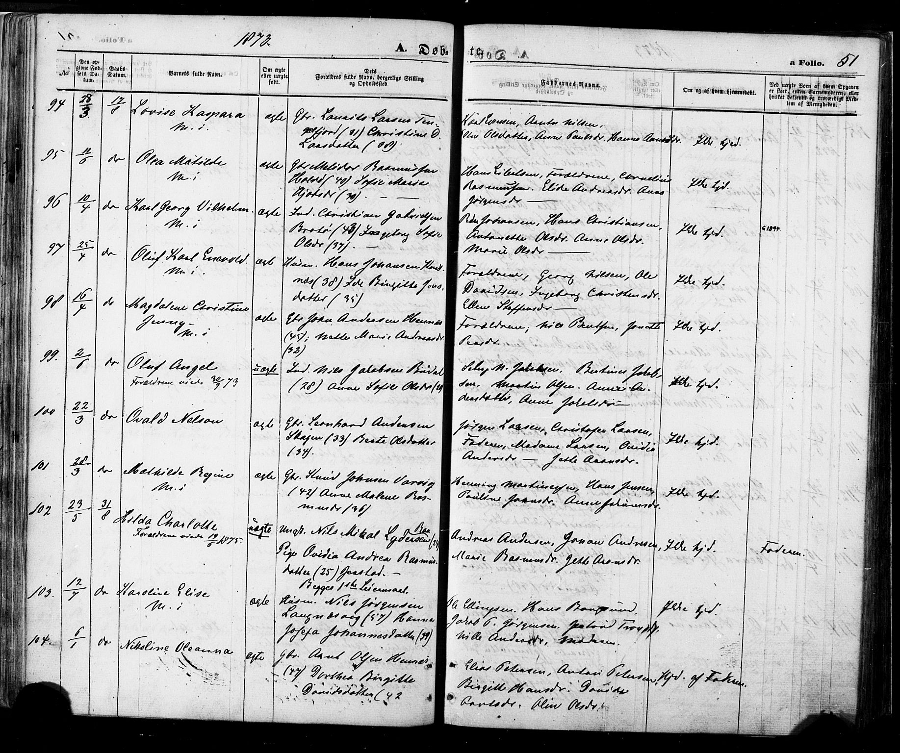 Ministerialprotokoller, klokkerbøker og fødselsregistre - Nordland, AV/SAT-A-1459/888/L1242: Ministerialbok nr. 888A08, 1870-1875, s. 51