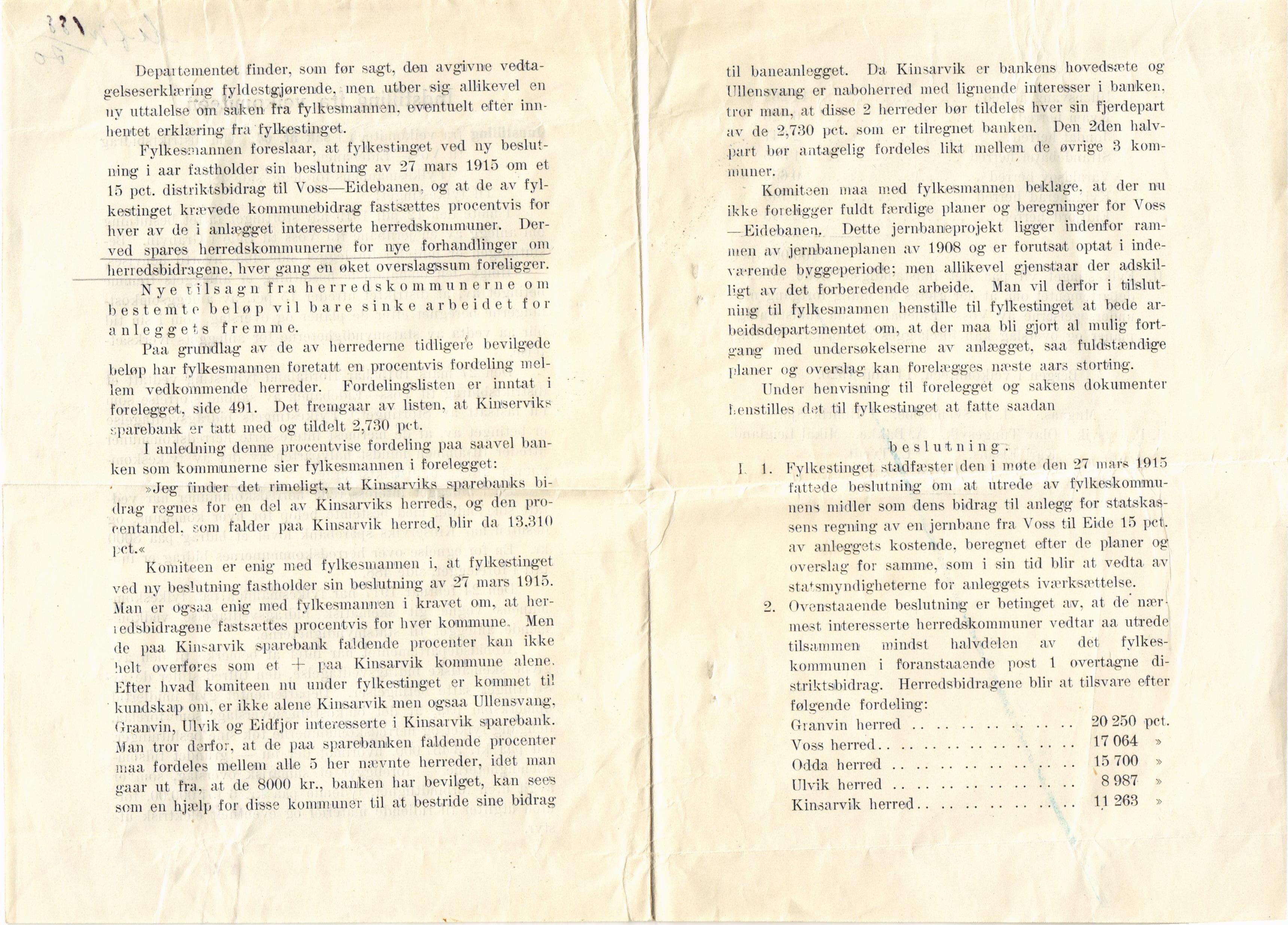 Ullensvang herad. Formannskapet , IKAH/1231b-021/E/Ea/L0009/0006: Emneordna, sideordna korrespondanse  / Jernbane i Voss-Eide , 1920-1921