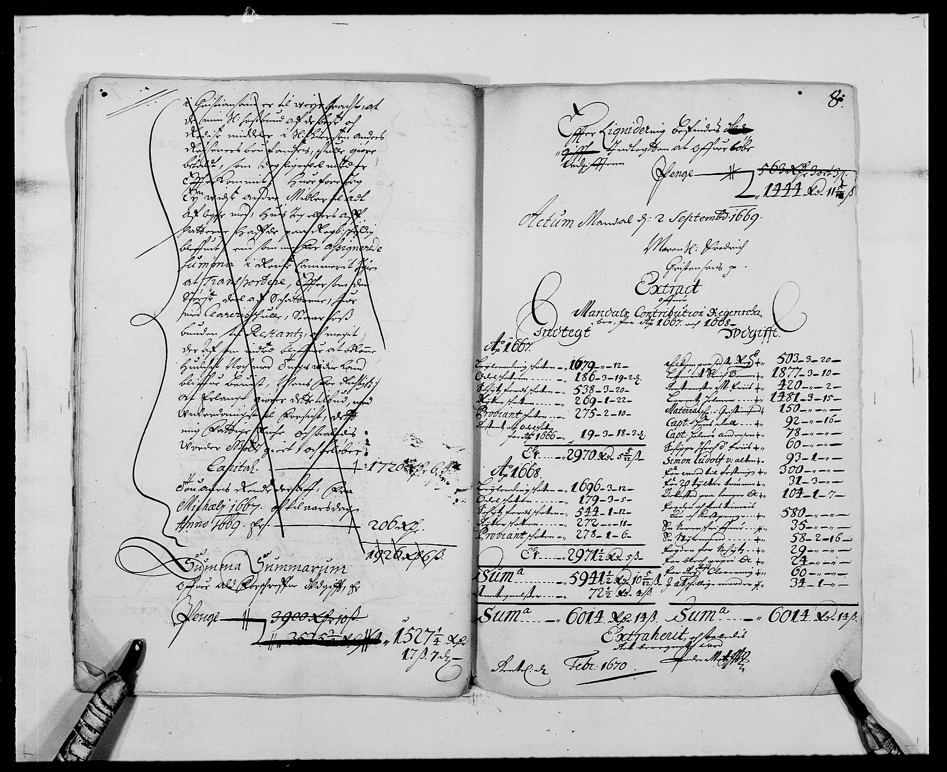 Rentekammeret inntil 1814, Reviderte regnskaper, Fogderegnskap, AV/RA-EA-4092/R42/L2538: Mandal fogderi, 1667-1670, s. 67