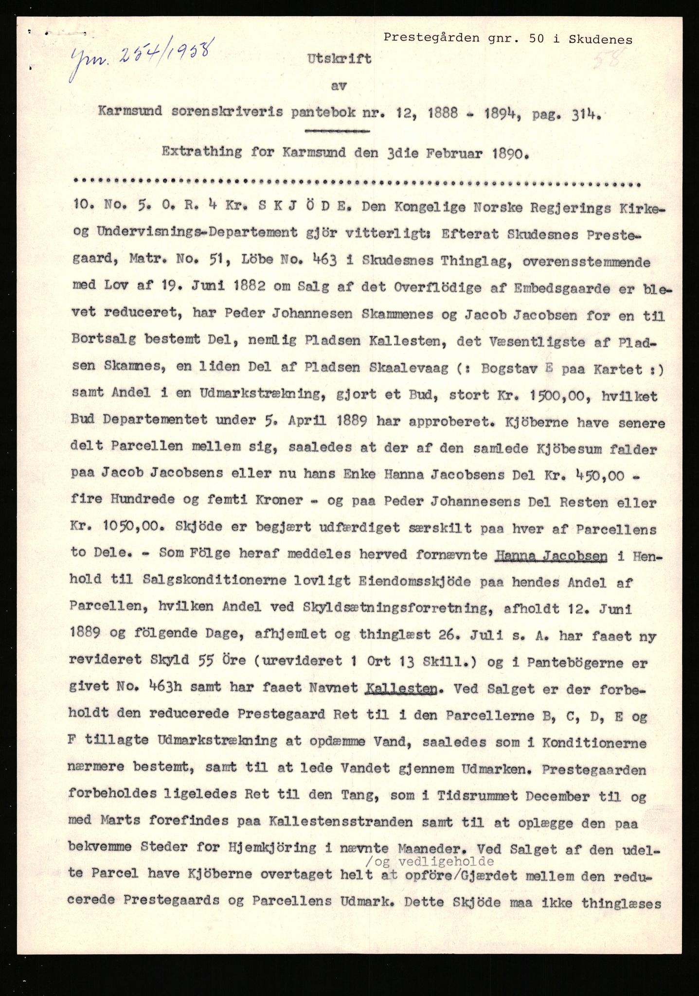 Statsarkivet i Stavanger, AV/SAST-A-101971/03/Y/Yj/L0066: Avskrifter sortert etter gårdsnavn: Pedersro - Prestegården i Suldal, 1750-1930, s. 606