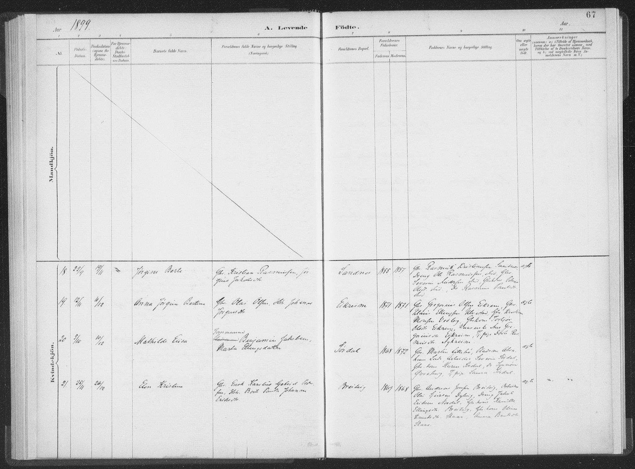 Ministerialprotokoller, klokkerbøker og fødselsregistre - Møre og Romsdal, AV/SAT-A-1454/502/L0025: Ministerialbok nr. 502A03, 1885-1909, s. 67