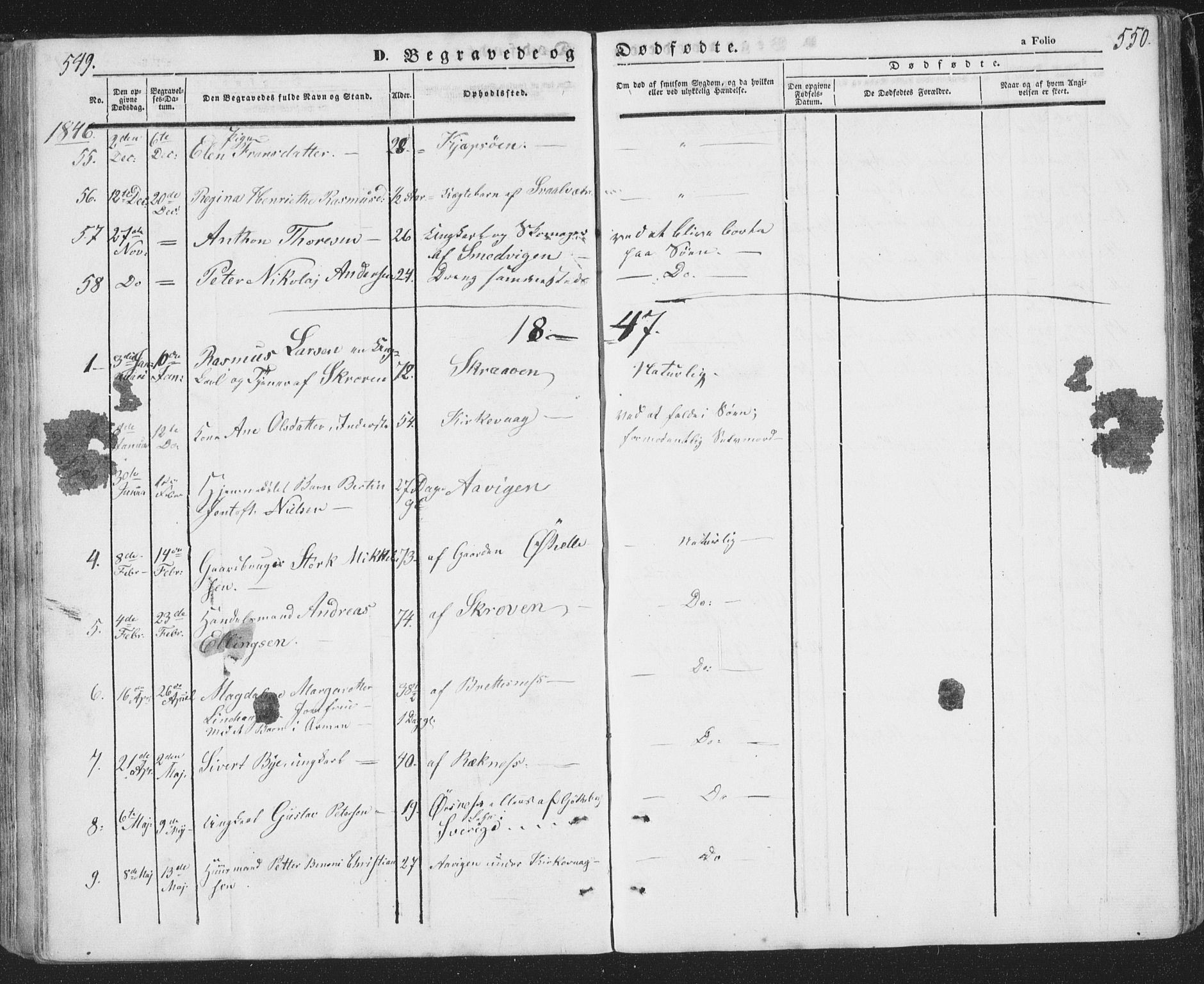 Ministerialprotokoller, klokkerbøker og fødselsregistre - Nordland, AV/SAT-A-1459/874/L1072: Klokkerbok nr. 874C01, 1843-1859, s. 549-550