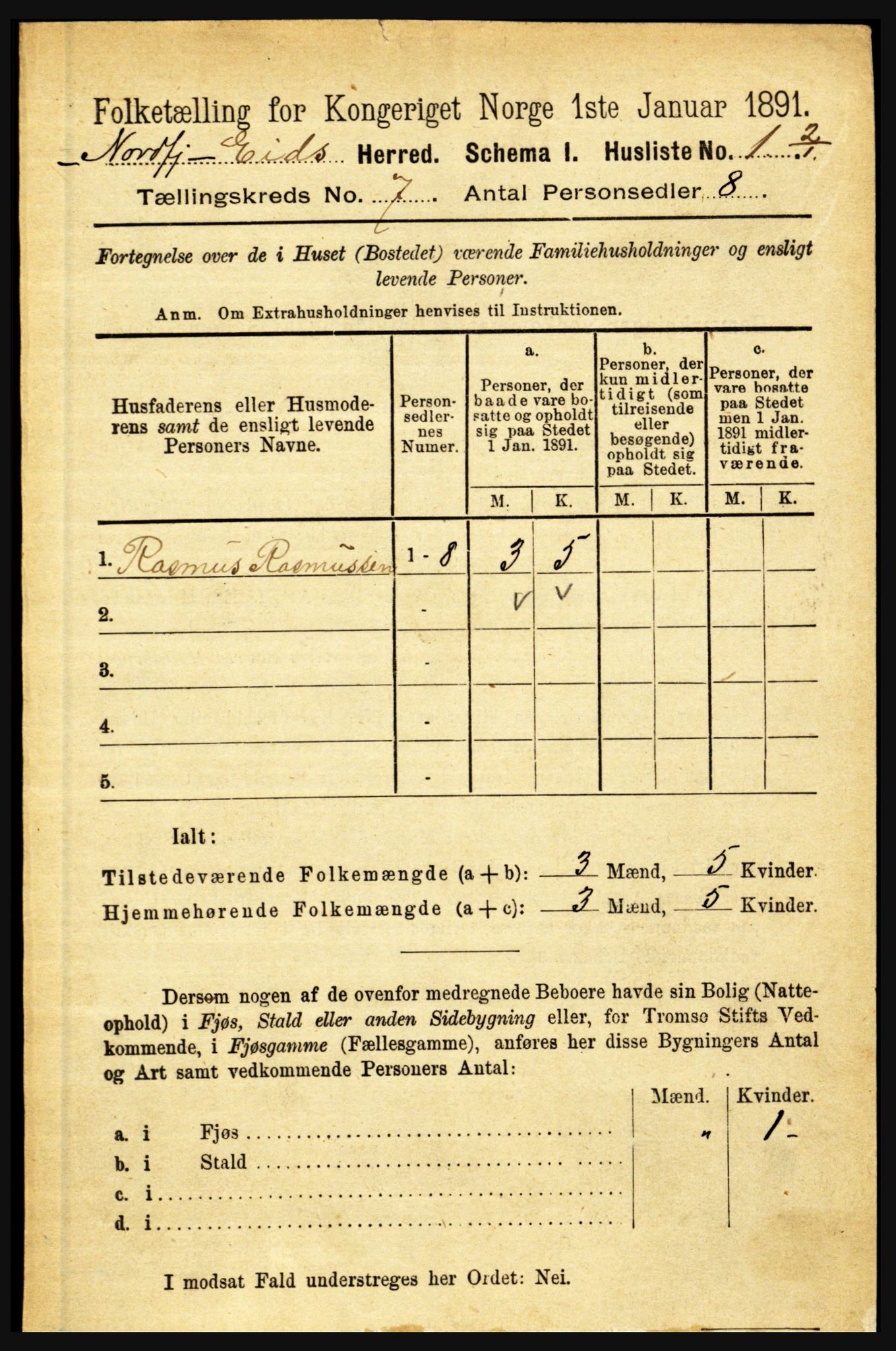 RA, Folketelling 1891 for 1443 Eid herred, 1891, s. 1755