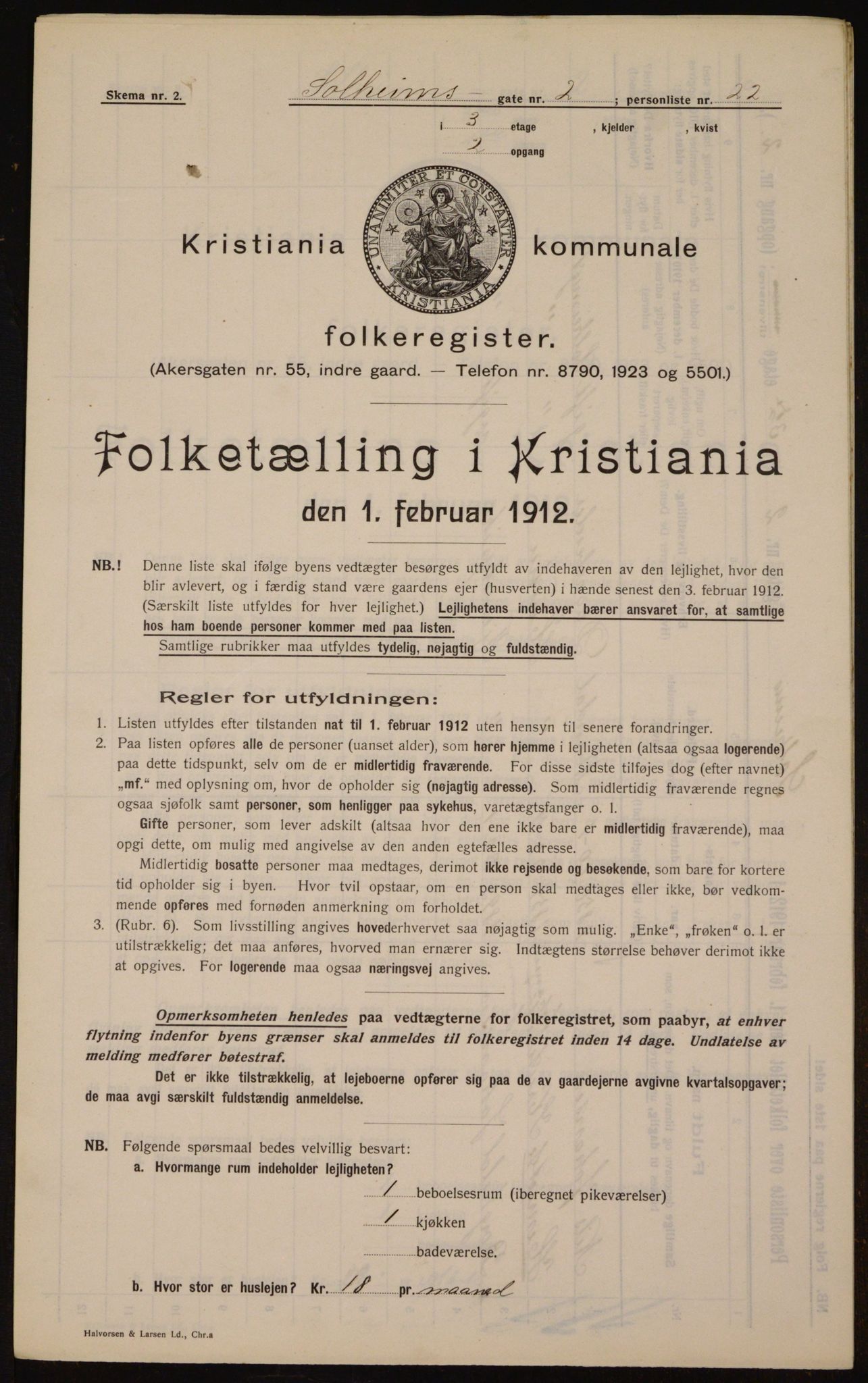 OBA, Kommunal folketelling 1.2.1912 for Kristiania, 1912, s. 99840