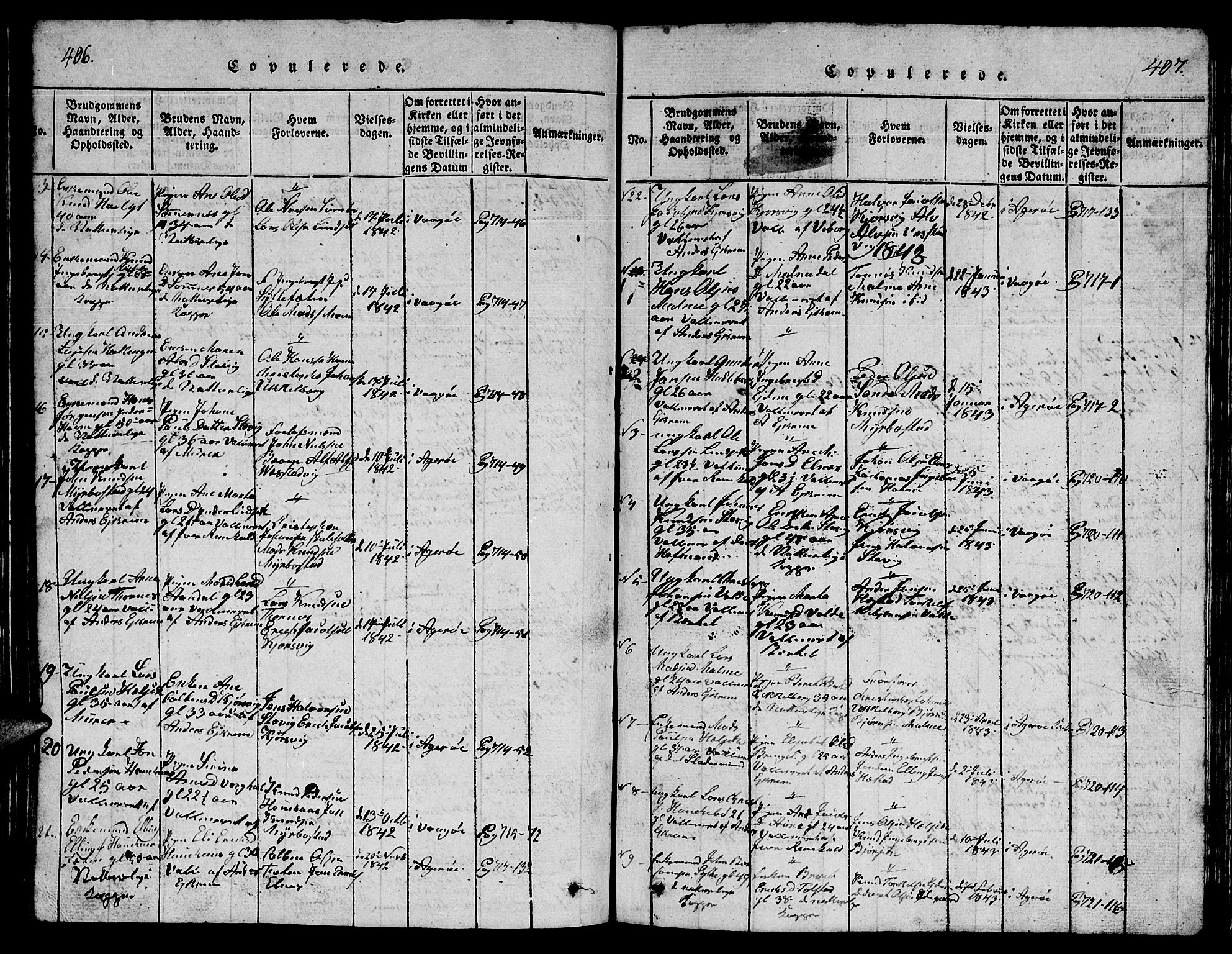 Ministerialprotokoller, klokkerbøker og fødselsregistre - Møre og Romsdal, SAT/A-1454/565/L0752: Klokkerbok nr. 565C01, 1817-1844, s. 406-407