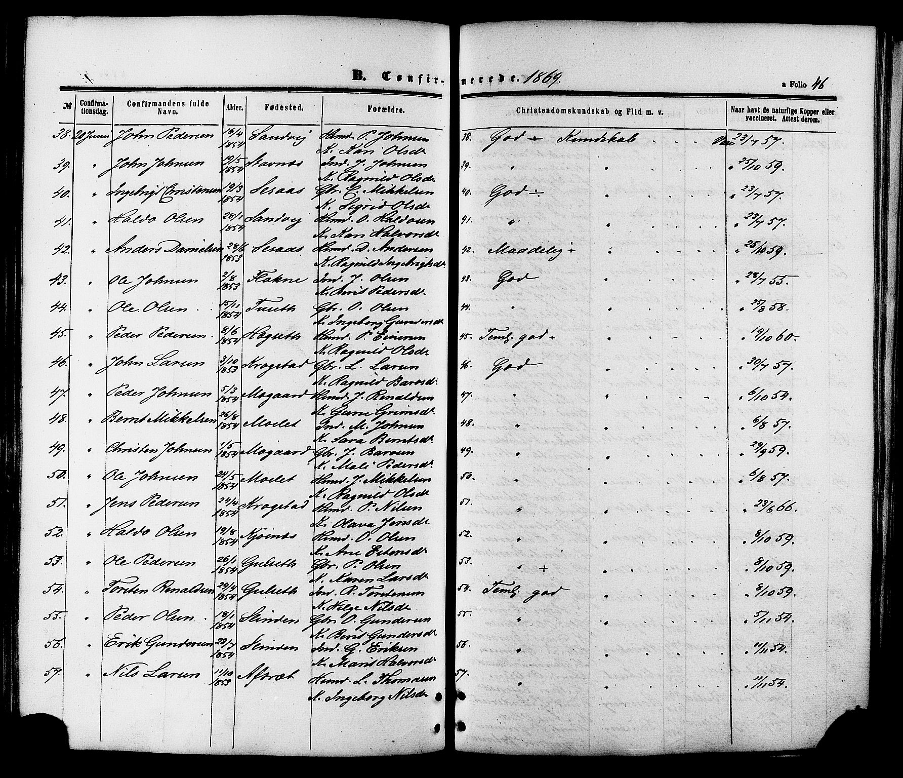 Ministerialprotokoller, klokkerbøker og fødselsregistre - Sør-Trøndelag, SAT/A-1456/695/L1147: Ministerialbok nr. 695A07, 1860-1877, s. 46