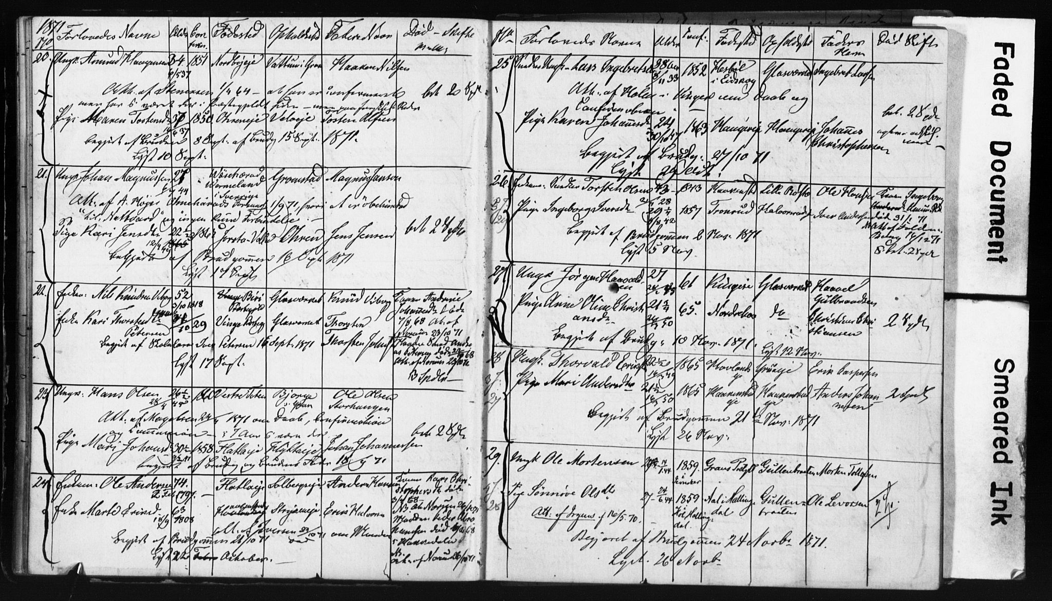 Jevnaker prestekontor, AV/SAH-PREST-116/I/Ie: Lysningsprotokoll nr. 2, 1867-1897
