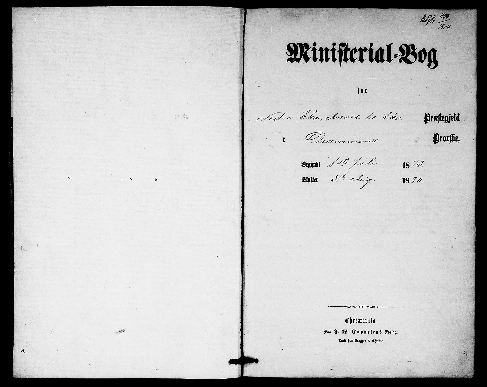 Nedre Eiker kirkebøker, SAKO/A-612/G/Ga/L0001: Klokkerbok nr. 1, 1873-1880