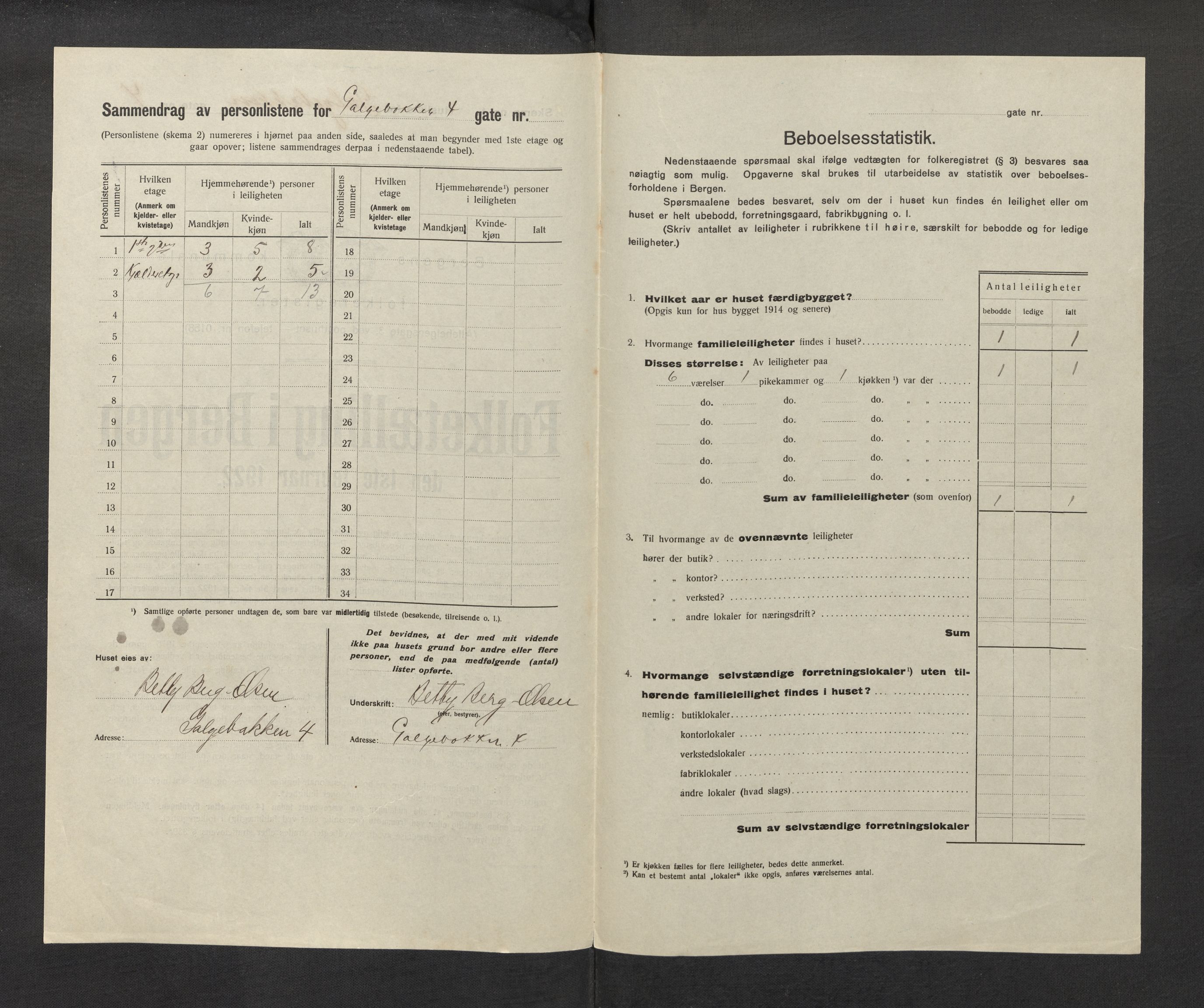 SAB, Kommunal folketelling 1922 for Bergen kjøpstad, 1922, s. 10307