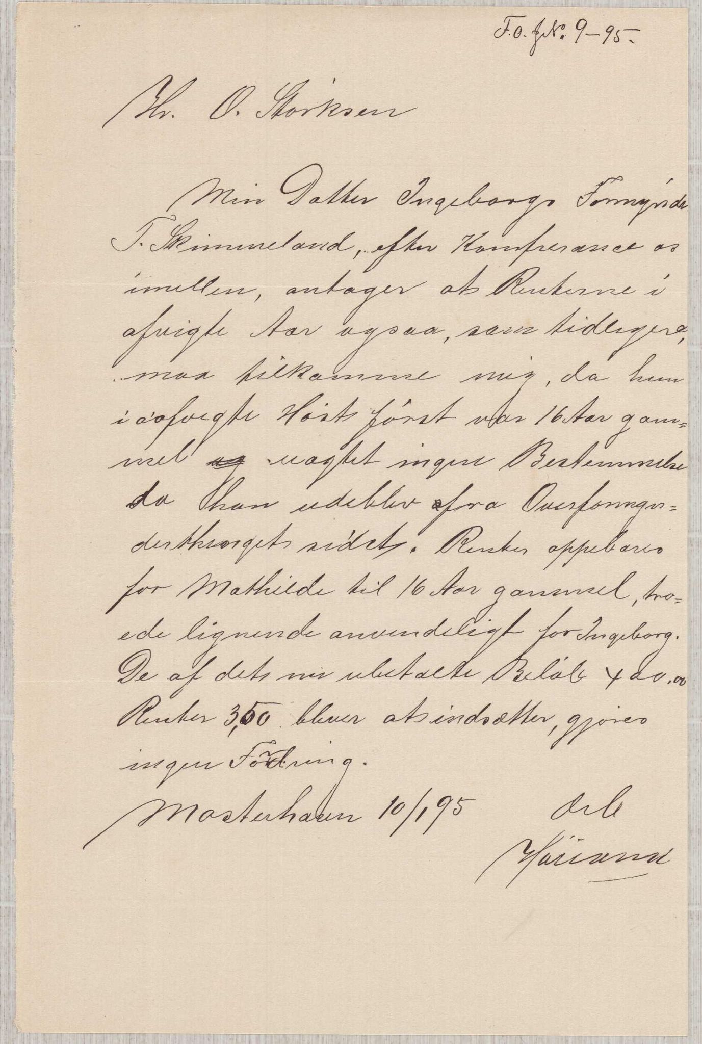Finnaas kommune. Overformynderiet, IKAH/1218a-812/D/Da/Daa/L0001/0005: Kronologisk ordna korrespondanse / Kronologisk ordna korrespondanse, 1893-1895, s. 71