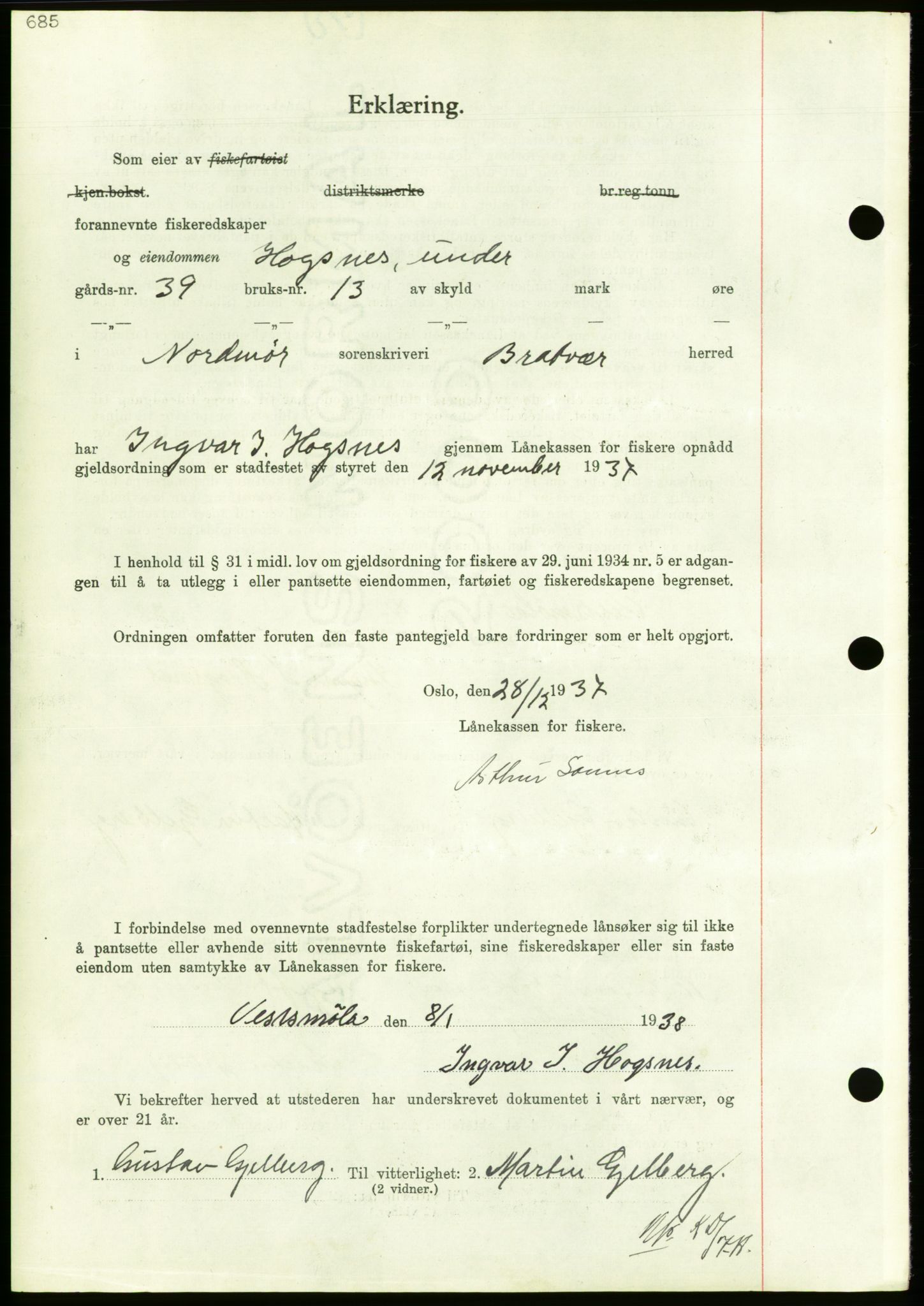 Nordmøre sorenskriveri, AV/SAT-A-4132/1/2/2Ca/L0092: Pantebok nr. B82, 1937-1938, Dagboknr: 297/1938