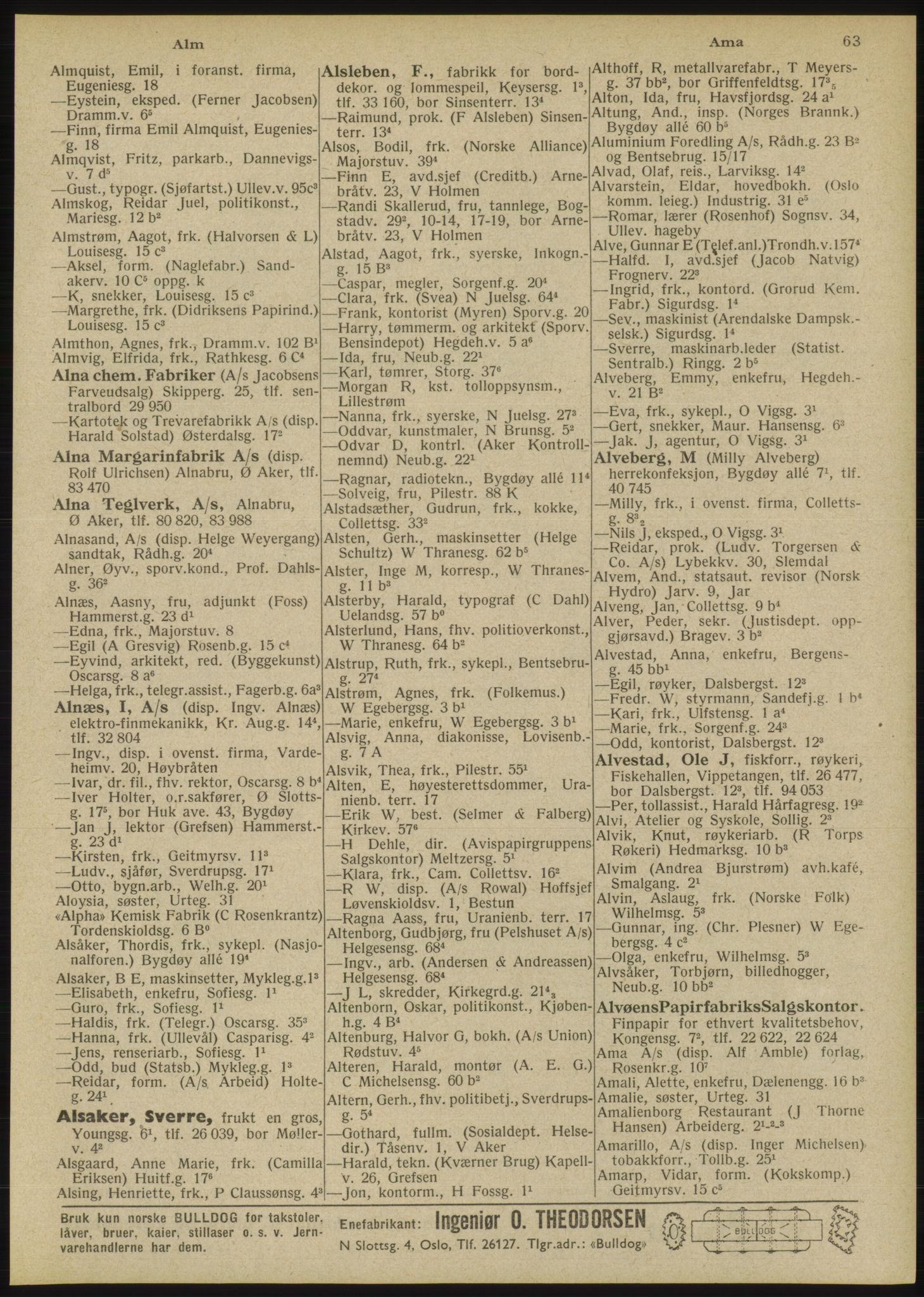 Kristiania/Oslo adressebok, PUBL/-, 1946, s. 63