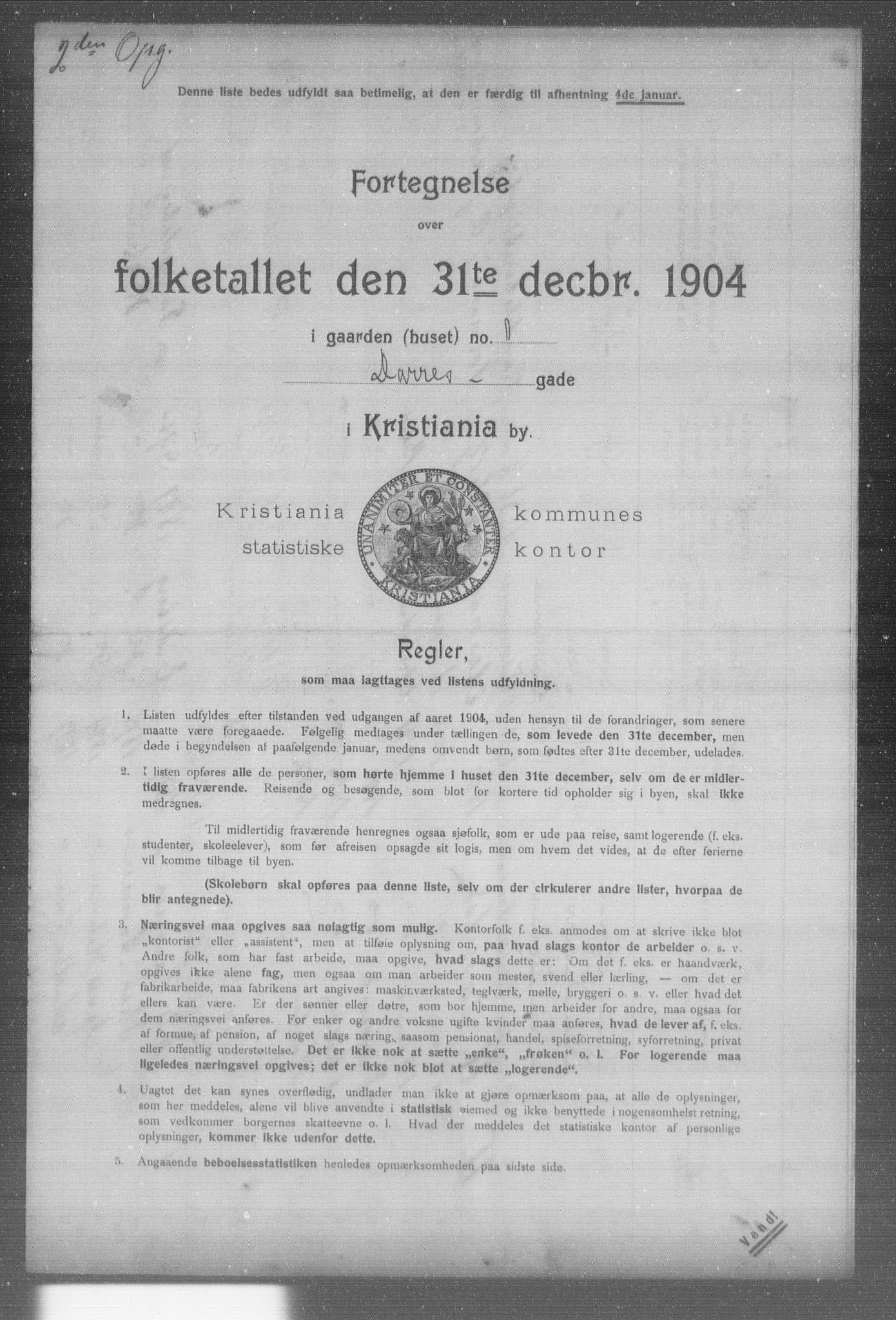 OBA, Kommunal folketelling 31.12.1904 for Kristiania kjøpstad, 1904, s. 3095