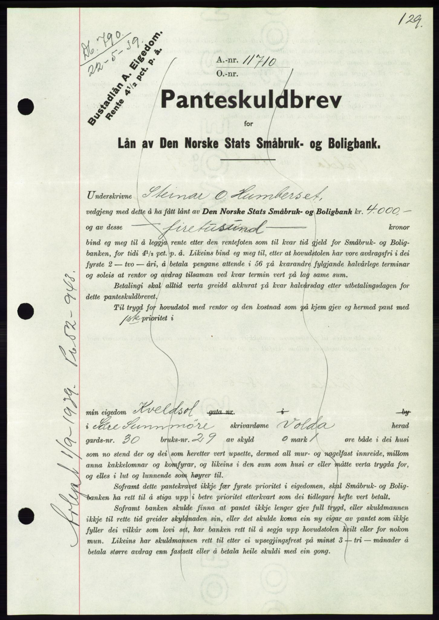 Søre Sunnmøre sorenskriveri, AV/SAT-A-4122/1/2/2C/L0068: Pantebok nr. 62, 1939-1939, Dagboknr: 790/1939