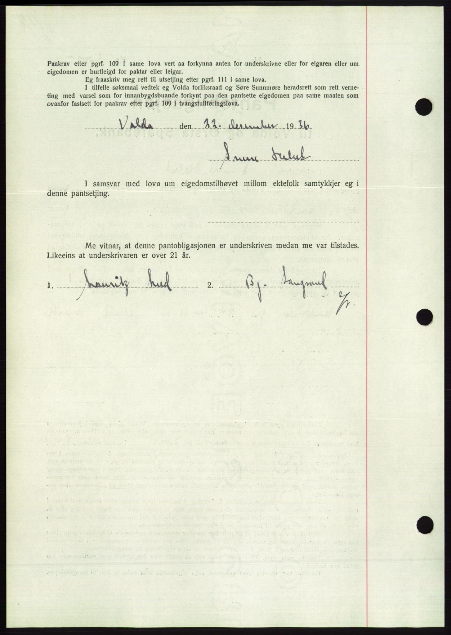 Søre Sunnmøre sorenskriveri, AV/SAT-A-4122/1/2/2C/L0062: Pantebok nr. 56, 1936-1937, Dagboknr: 1840/1936