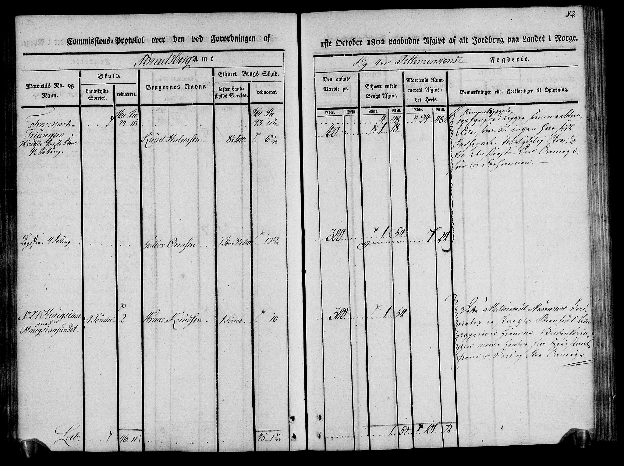 Rentekammeret inntil 1814, Realistisk ordnet avdeling, AV/RA-EA-4070/N/Ne/Nea/L0075: Øvre Telemarken fogderi. Kommisjonsprotokoll for fogderiets vestre del - Kviteseid, Vinje, Moland [):Fyresdal] og Lårdal prestegjeld., 1803, s. 82