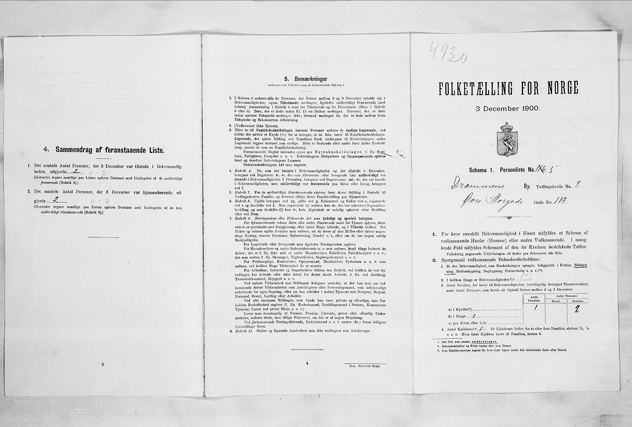 RA, Folketelling 1900 for 0602 Drammen kjøpstad, 1900, s. 1704