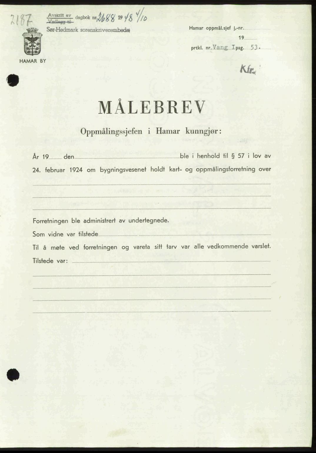 Sør-Hedmark sorenskriveri, SAH/TING-014/H/Hb/Hbd/L0018: Pantebok nr. 18, 1948-1949, Dagboknr: 2688/1948