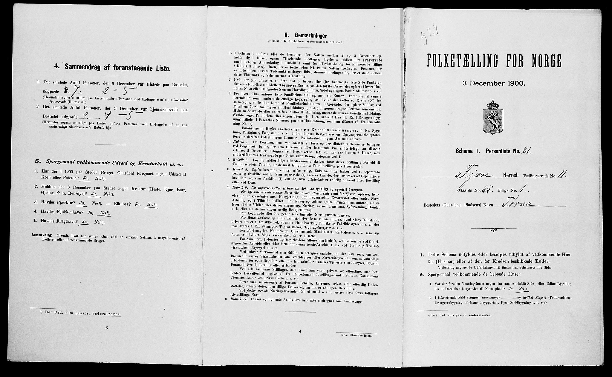 SAK, Folketelling 1900 for 0923 Fjære herred, 1900, s. 1360