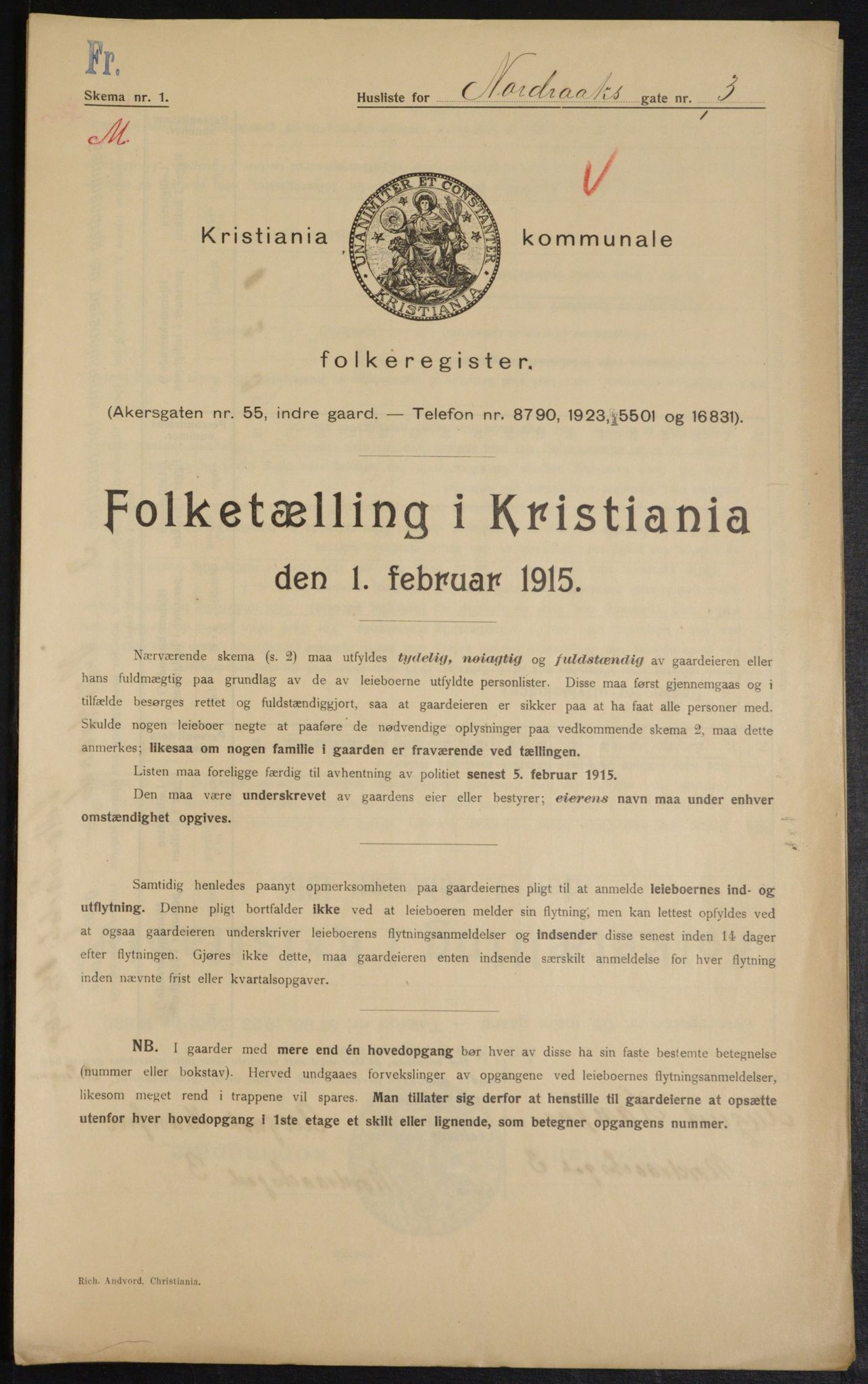 OBA, Kommunal folketelling 1.2.1915 for Kristiania, 1915, s. 72740