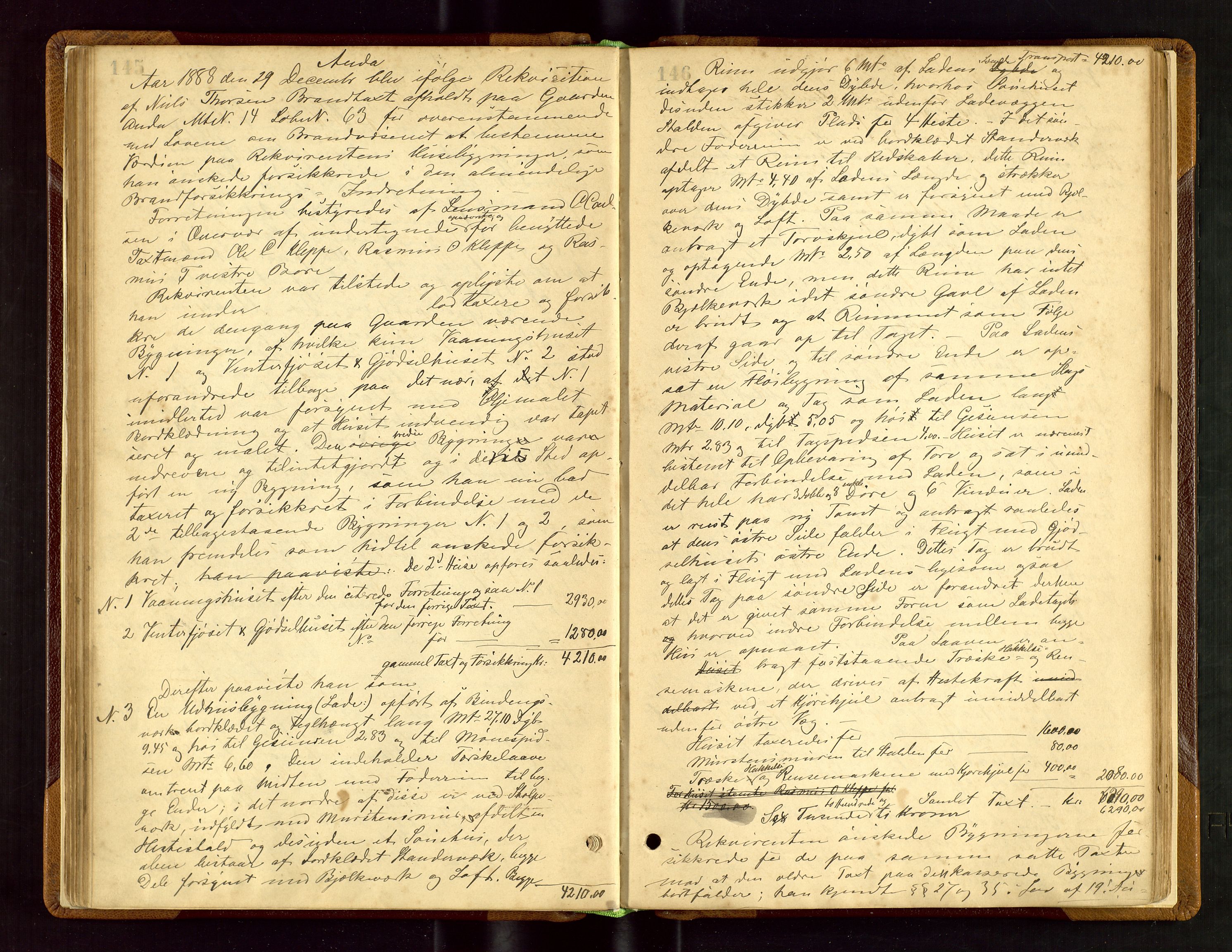 Klepp lensmannskontor, AV/SAST-A-100163/Gob/L0002: "Brandtaxtprotokol" m/register samt register for 1872, 1881-1919, s. 145-146