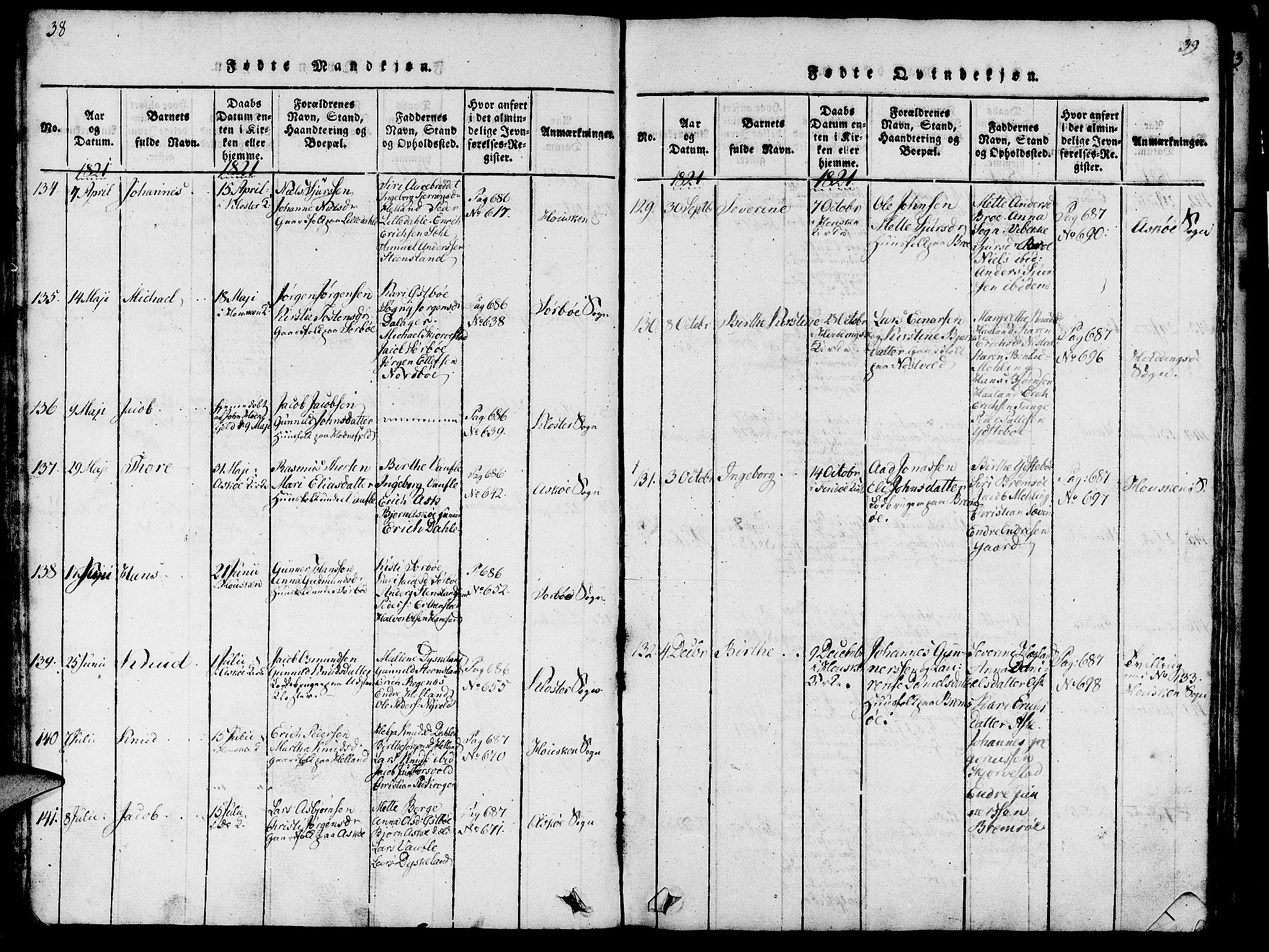 Rennesøy sokneprestkontor, AV/SAST-A -101827/H/Ha/Haa/L0004: Ministerialbok nr. A 4, 1816-1837, s. 38-39