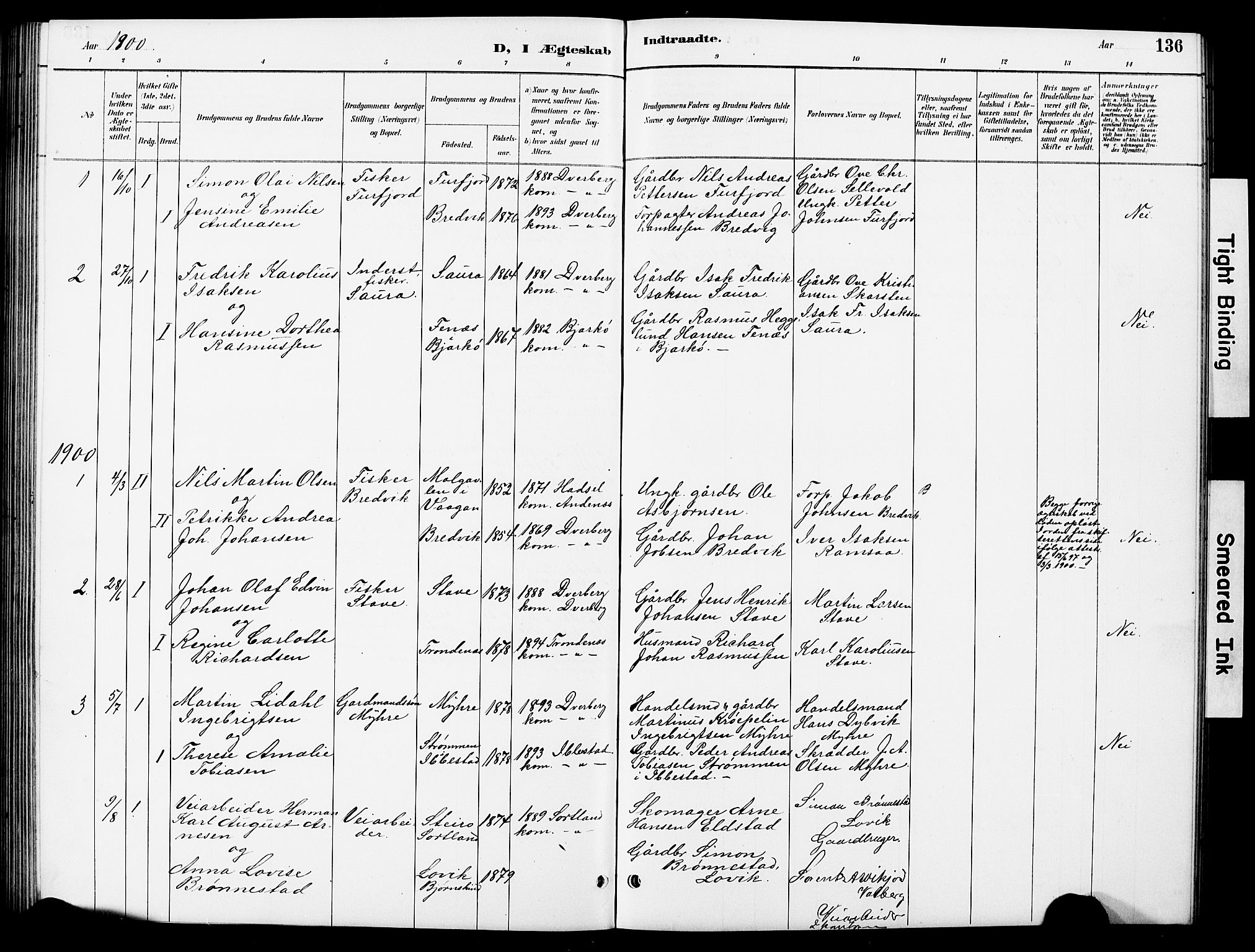 Ministerialprotokoller, klokkerbøker og fødselsregistre - Nordland, AV/SAT-A-1459/897/L1413: Klokkerbok nr. 897C03, 1887-1903, s. 136