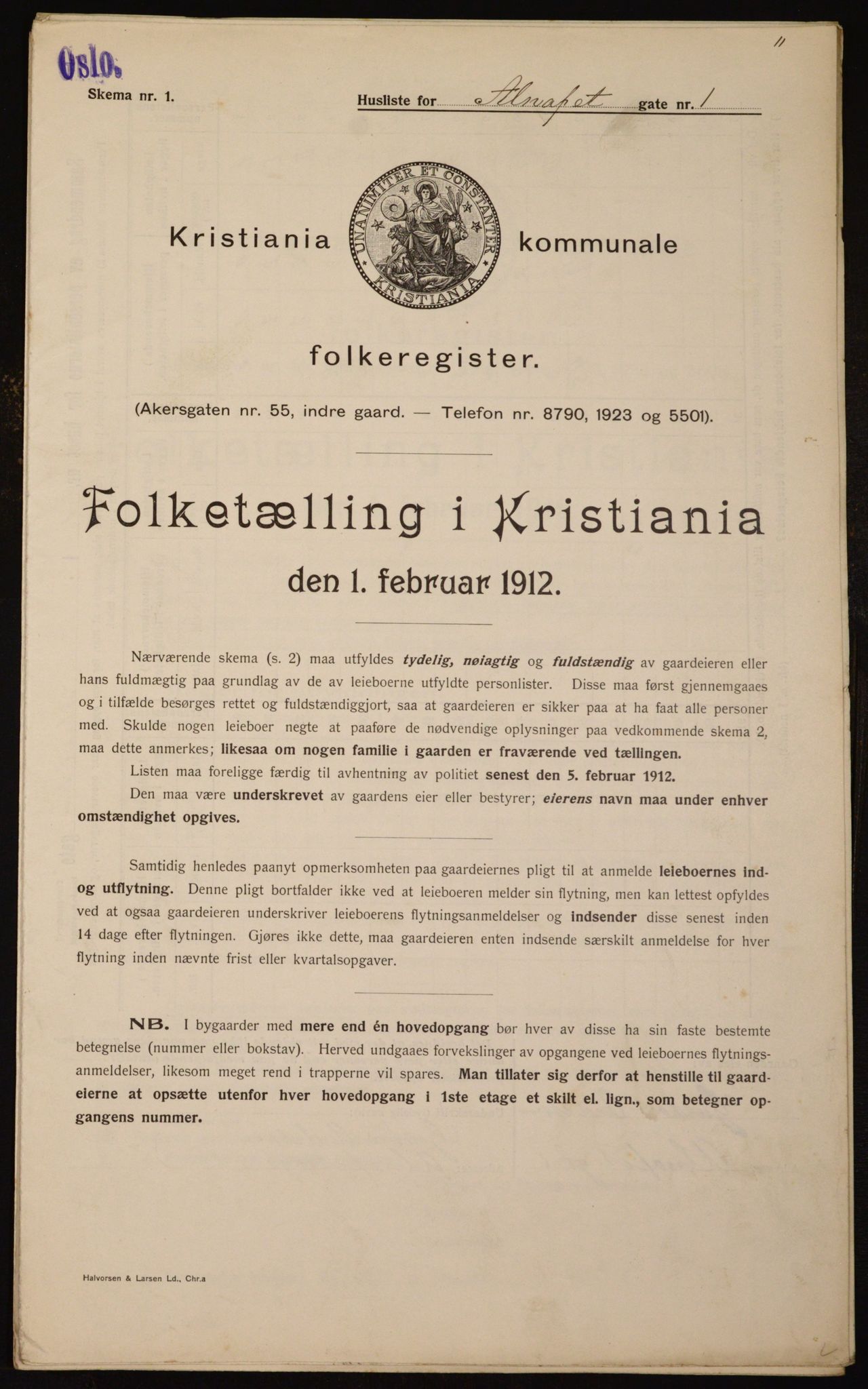 OBA, Kommunal folketelling 1.2.1912 for Kristiania, 1912, s. 1065