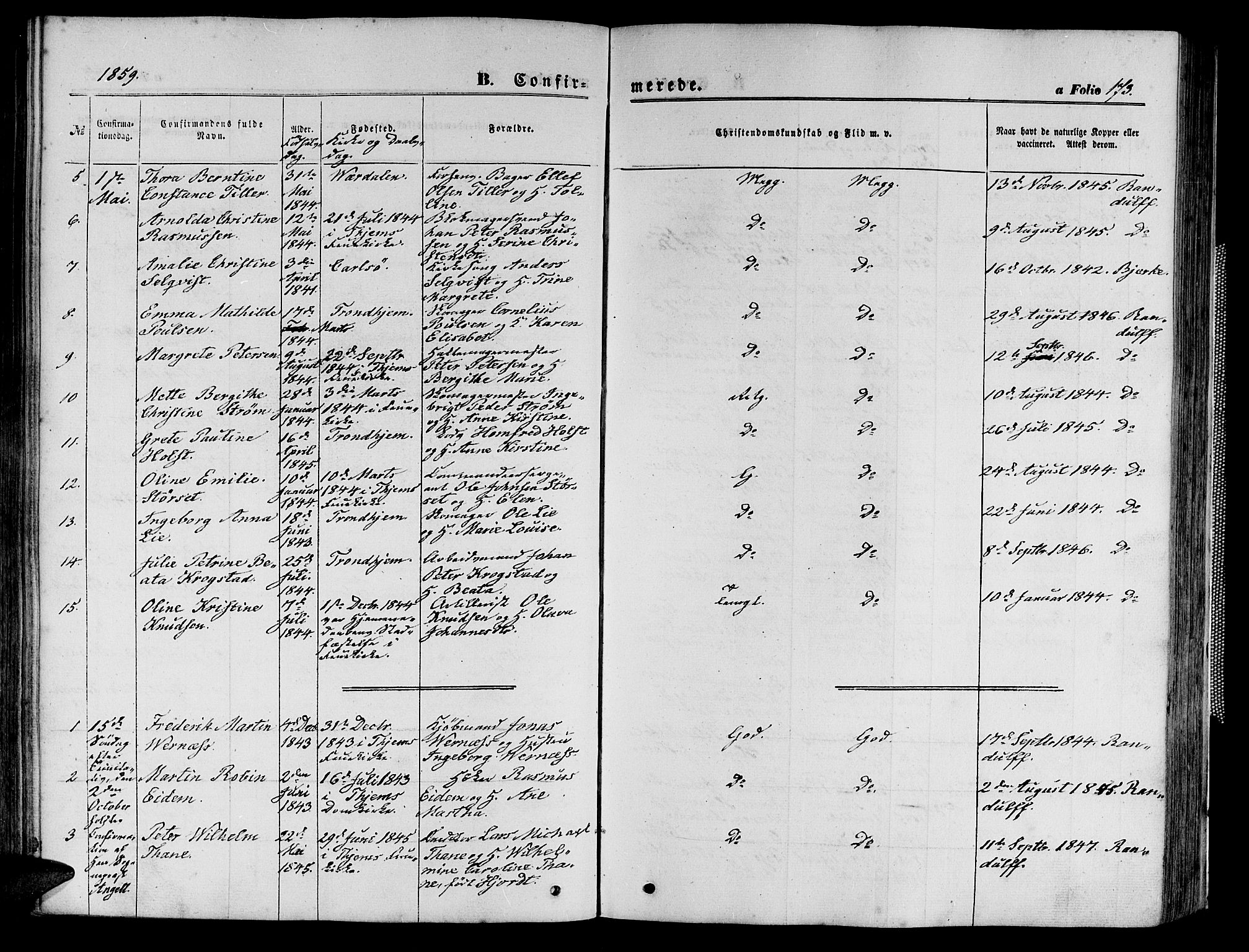 Ministerialprotokoller, klokkerbøker og fødselsregistre - Sør-Trøndelag, SAT/A-1456/602/L0139: Klokkerbok nr. 602C07, 1859-1864, s. 173