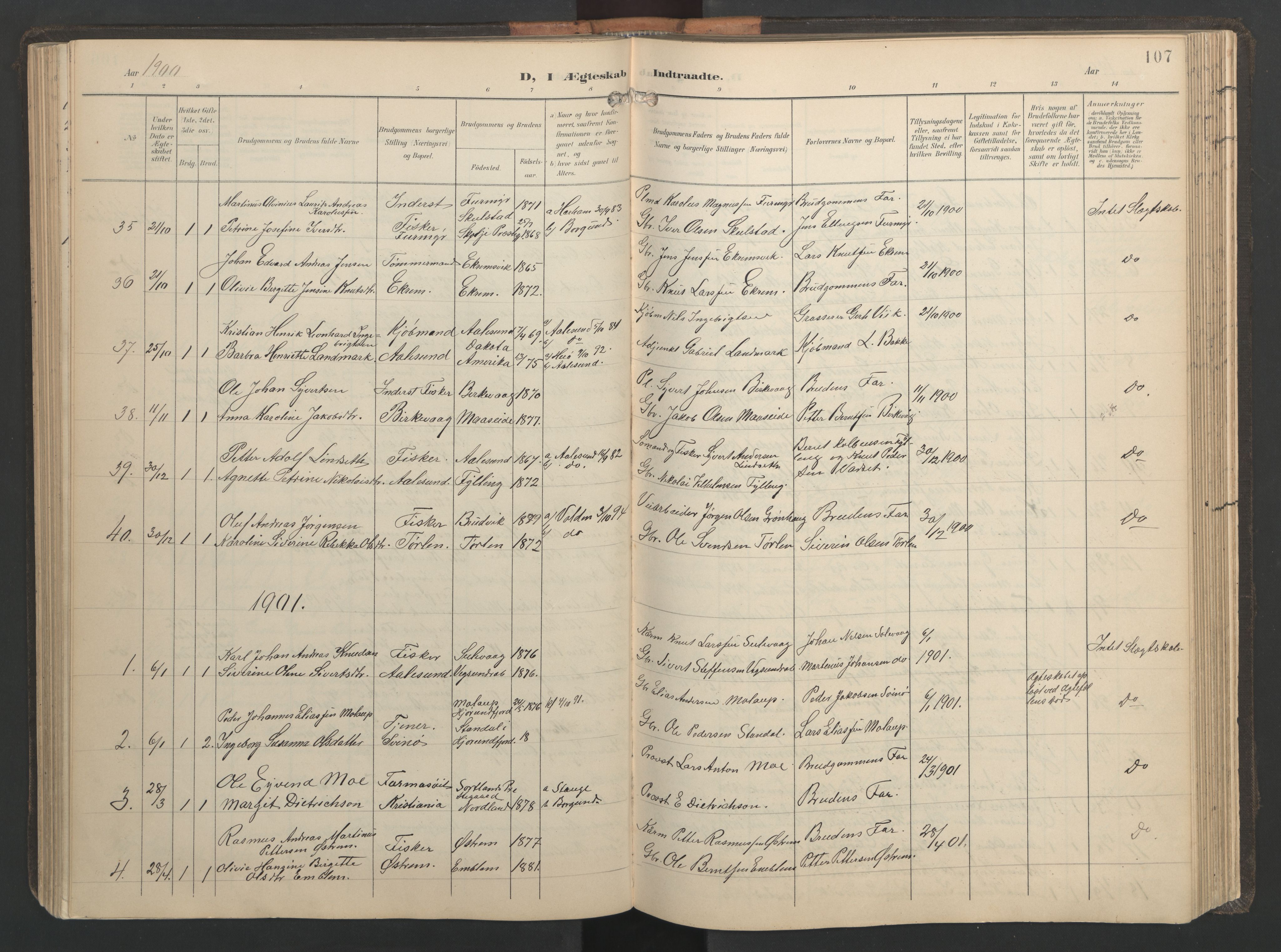 Ministerialprotokoller, klokkerbøker og fødselsregistre - Møre og Romsdal, AV/SAT-A-1454/528/L0433: Klokkerbok nr. 528C14, 1899-1922, s. 107