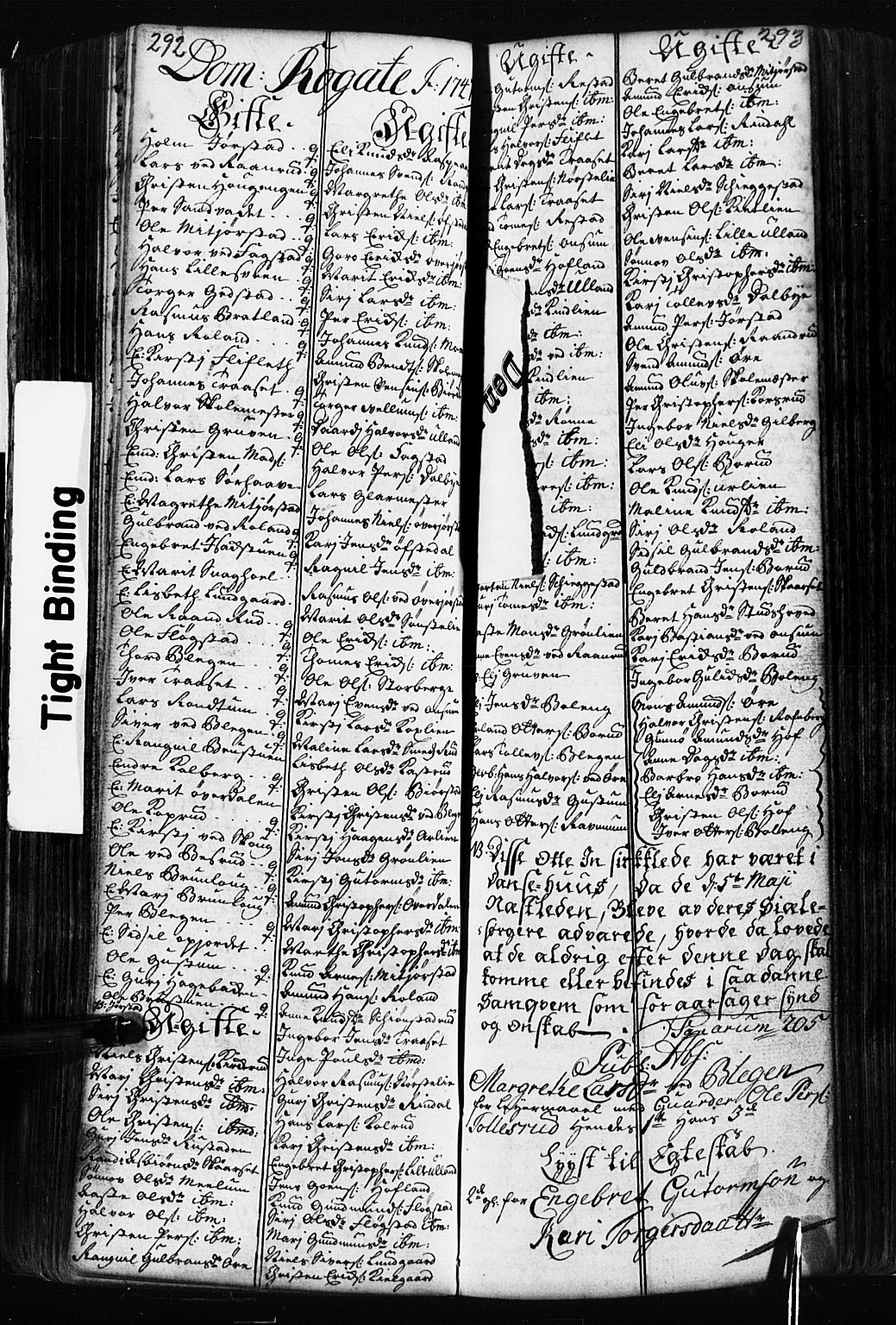 Fåberg prestekontor, AV/SAH-PREST-086/H/Ha/Hab/L0002: Klokkerbok nr. 2, 1741-1756, s. 292-293