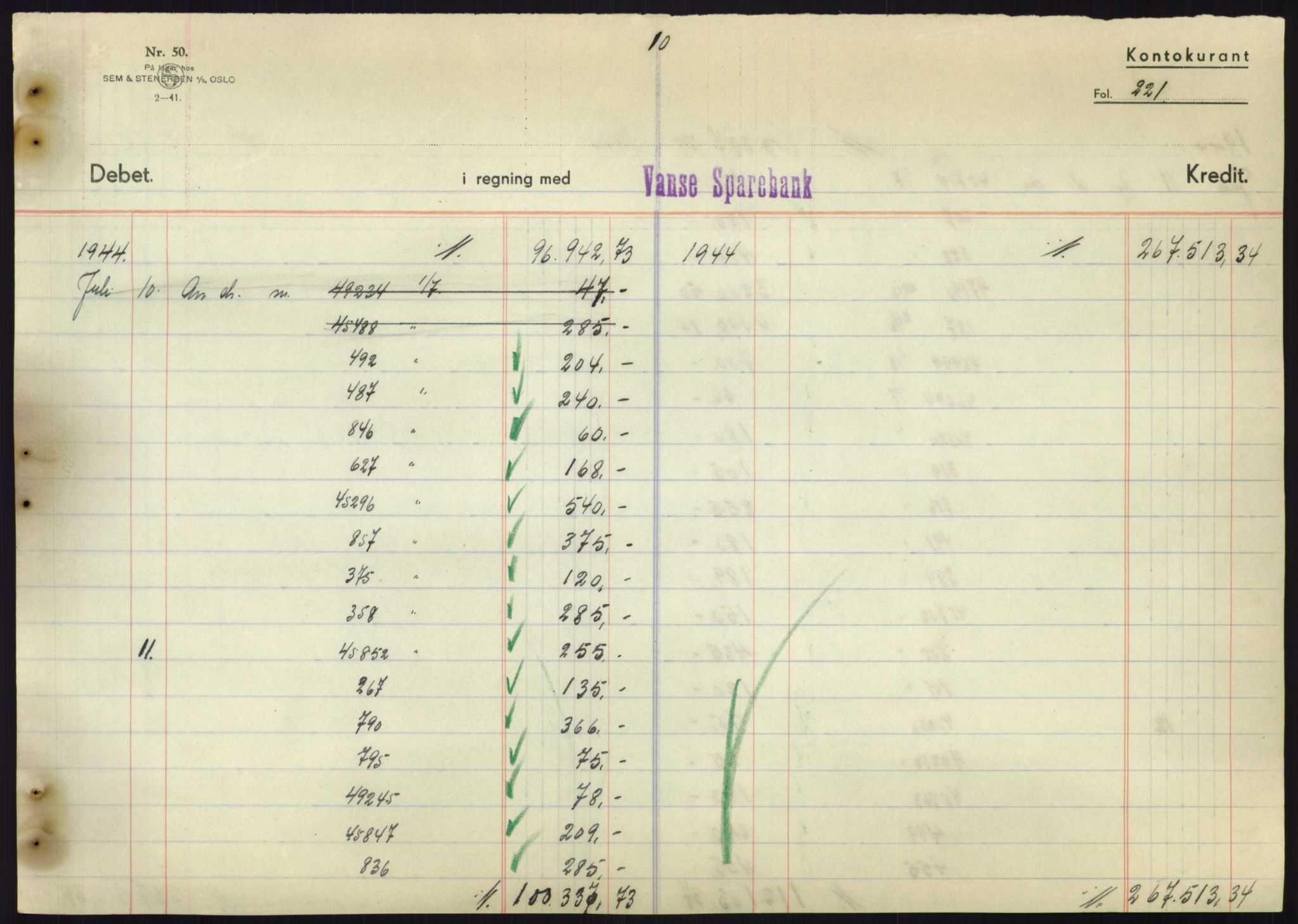 Forsvarsdepartementet, 10. kontor / Oppgjørskontoret, AV/RA-RAFA-1225/D/Db/L0180: Lista oppgjørskontor, 1942-1952, s. 2209