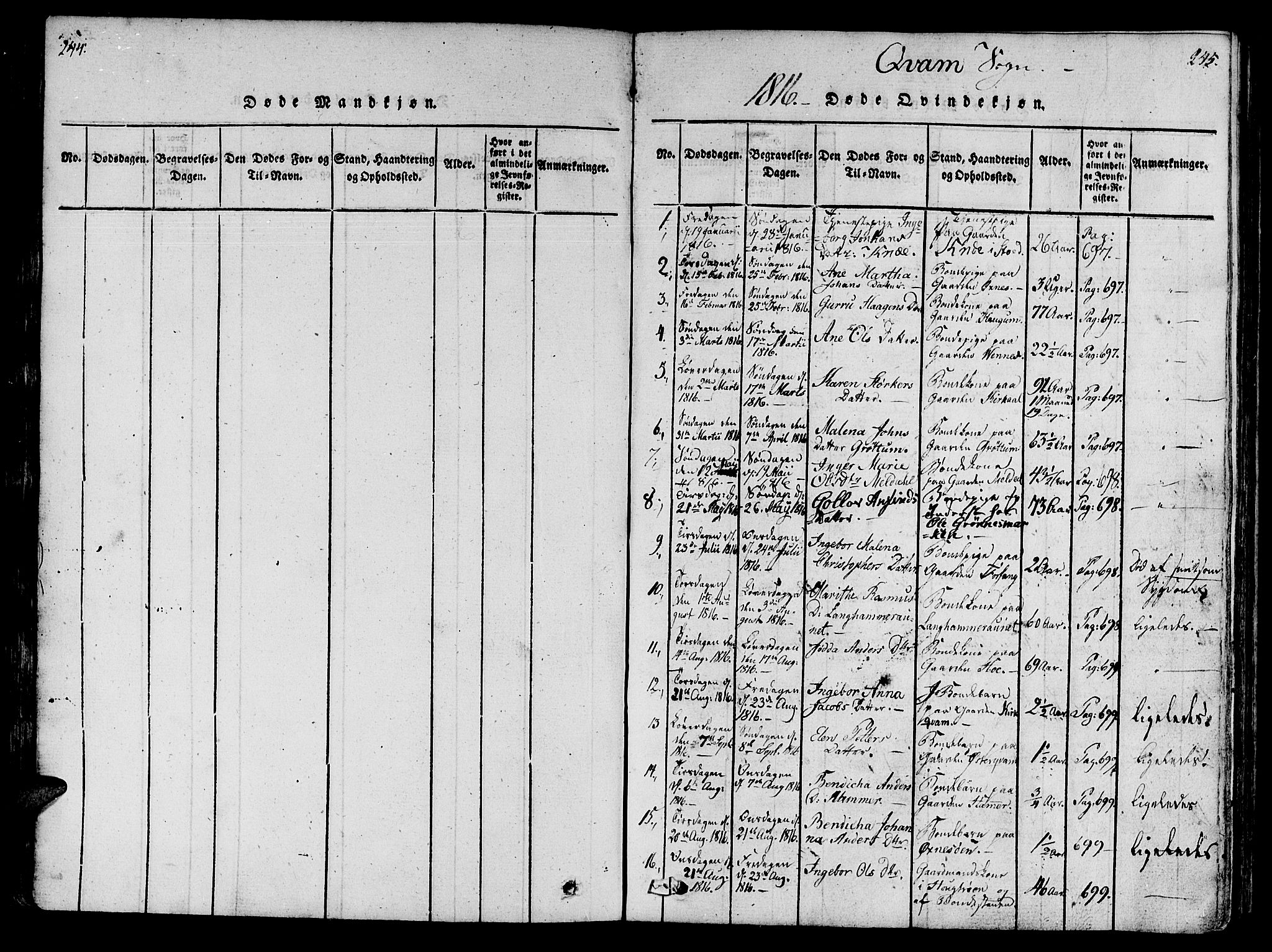 Ministerialprotokoller, klokkerbøker og fødselsregistre - Nord-Trøndelag, AV/SAT-A-1458/746/L0441: Ministerialbok nr. 746A03 /2, 1816-1827, s. 144-145