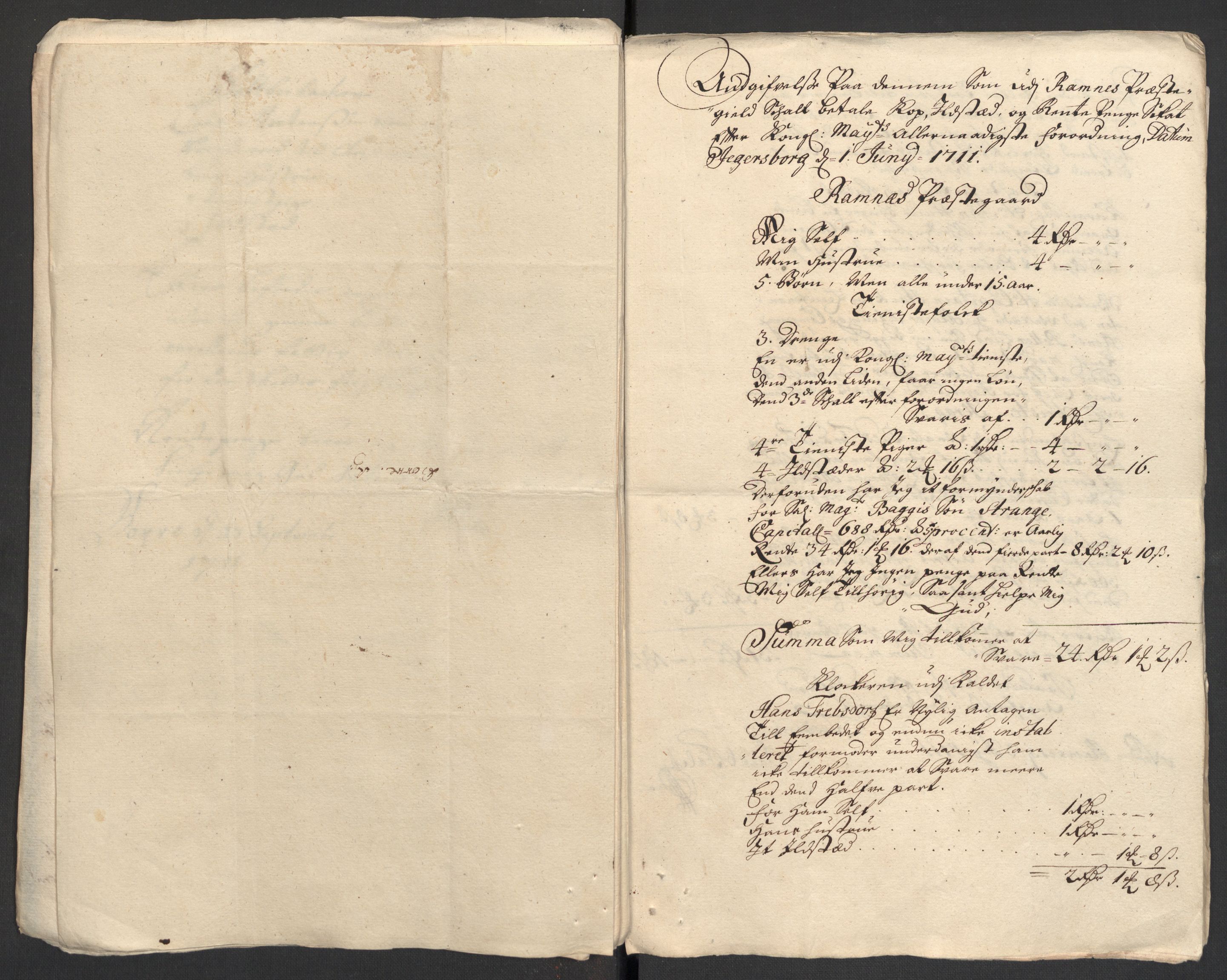 Rentekammeret inntil 1814, Reviderte regnskaper, Fogderegnskap, RA/EA-4092/R32/L1876: Fogderegnskap Jarlsberg grevskap, 1711, s. 327