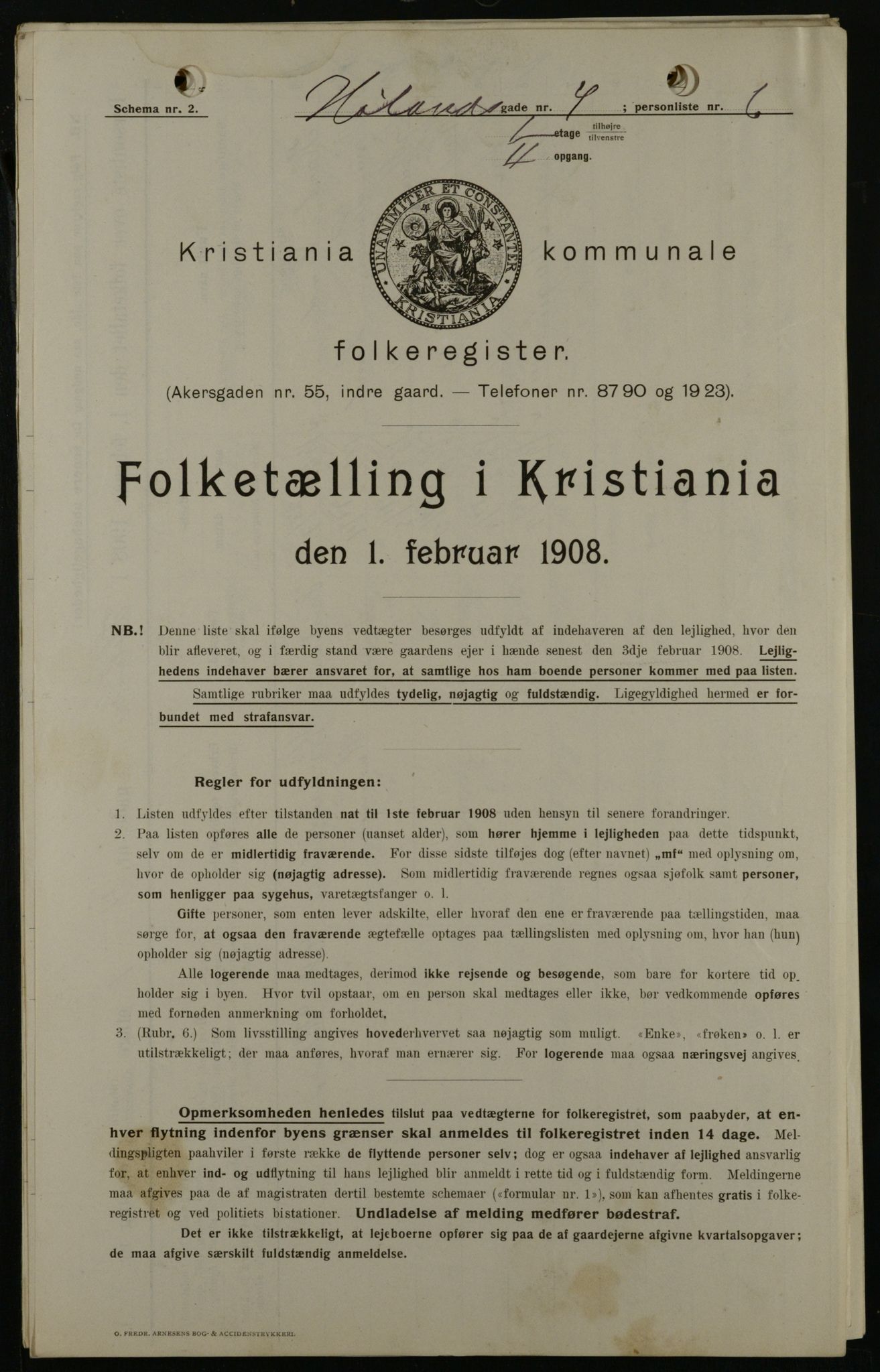 OBA, Kommunal folketelling 1.2.1908 for Kristiania kjøpstad, 1908, s. 38039