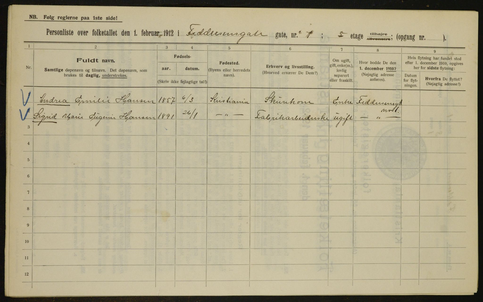 OBA, Kommunal folketelling 1.2.1912 for Kristiania, 1912, s. 23969