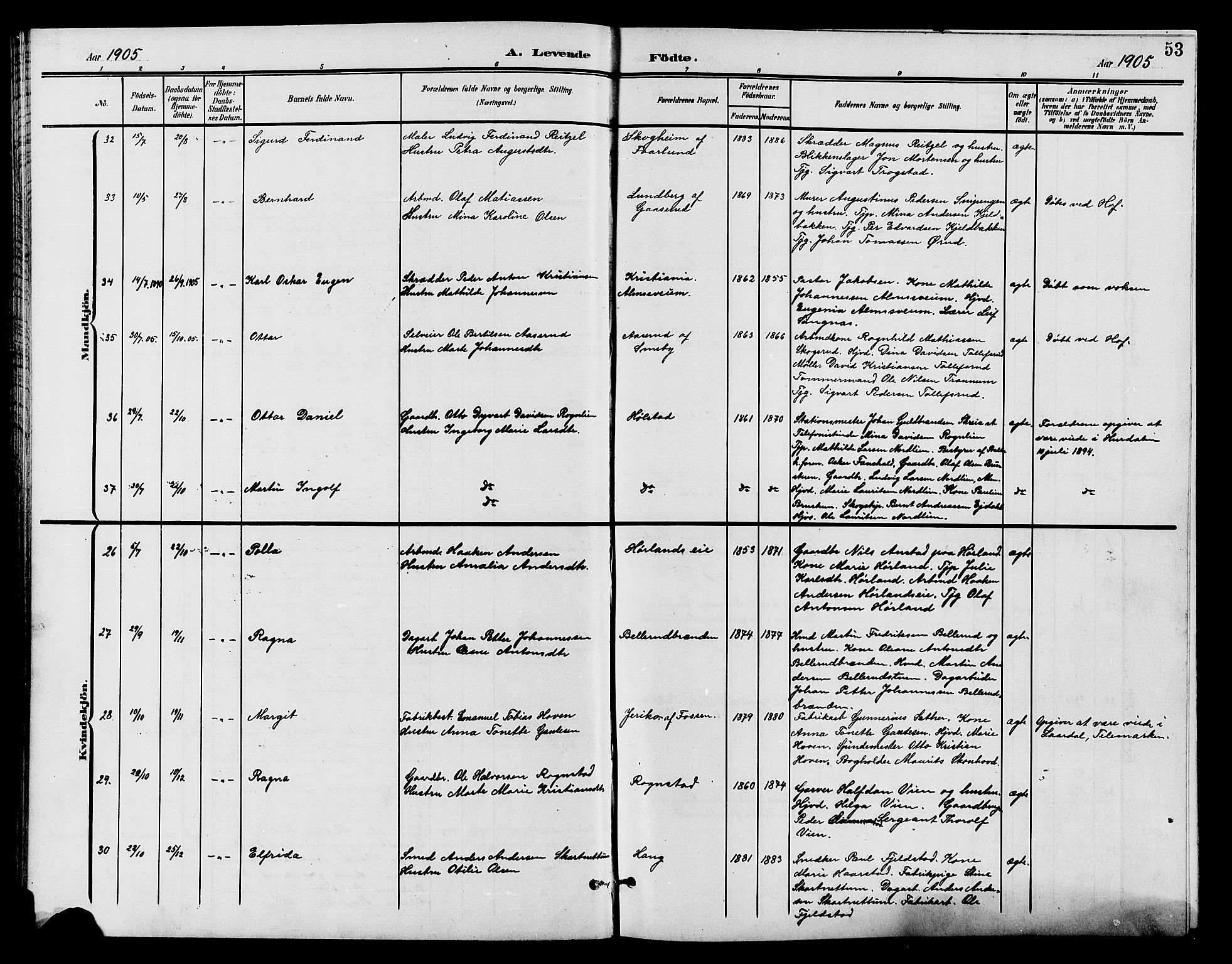 Østre Toten prestekontor, AV/SAH-PREST-104/H/Ha/Hab/L0007: Klokkerbok nr. 7, 1901-1912, s. 53