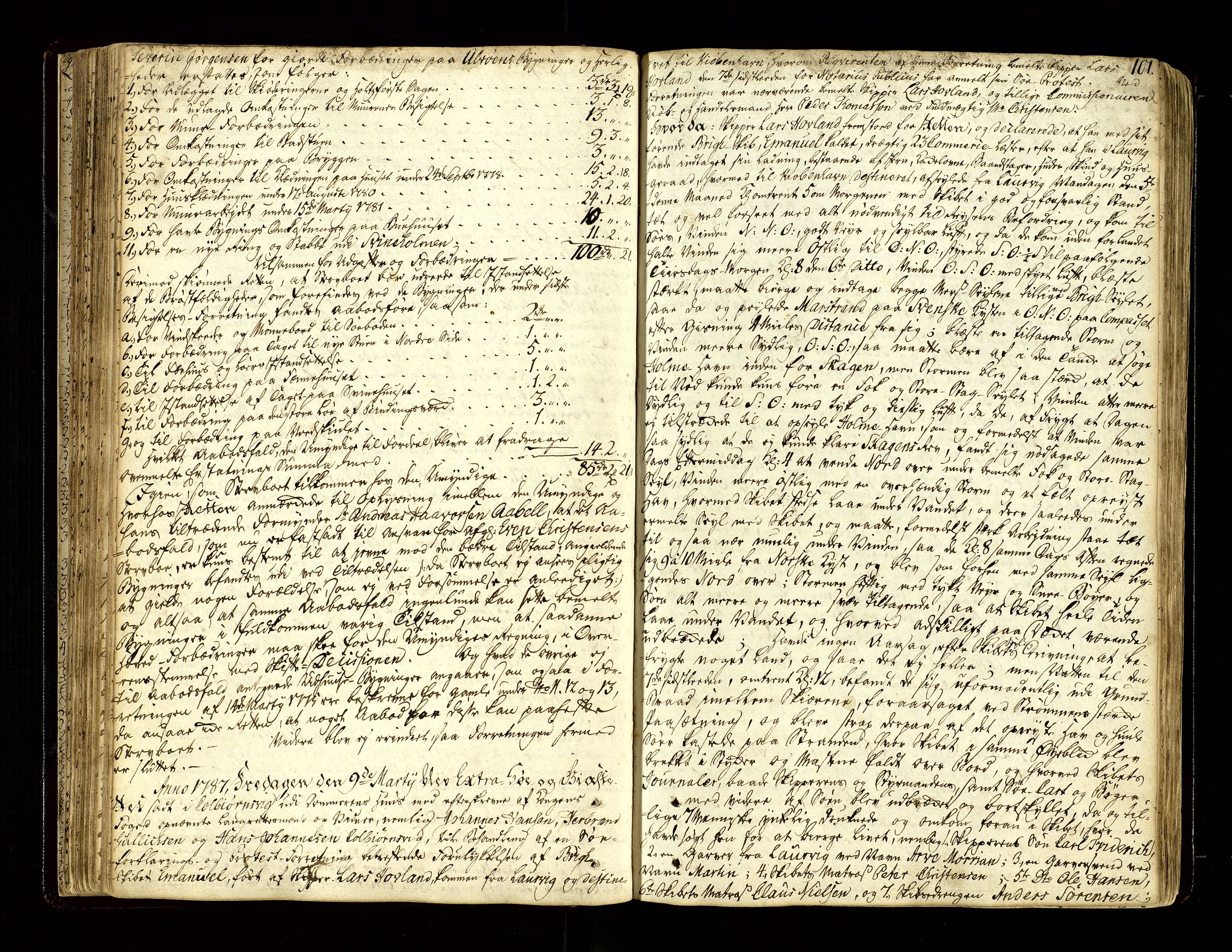 Nedenes sorenskriveri før 1824, SAK/1221-0007/F/Fb/L0002: Ekstrarettsprotokoll med register nr 2, 1784-1792, s. 101