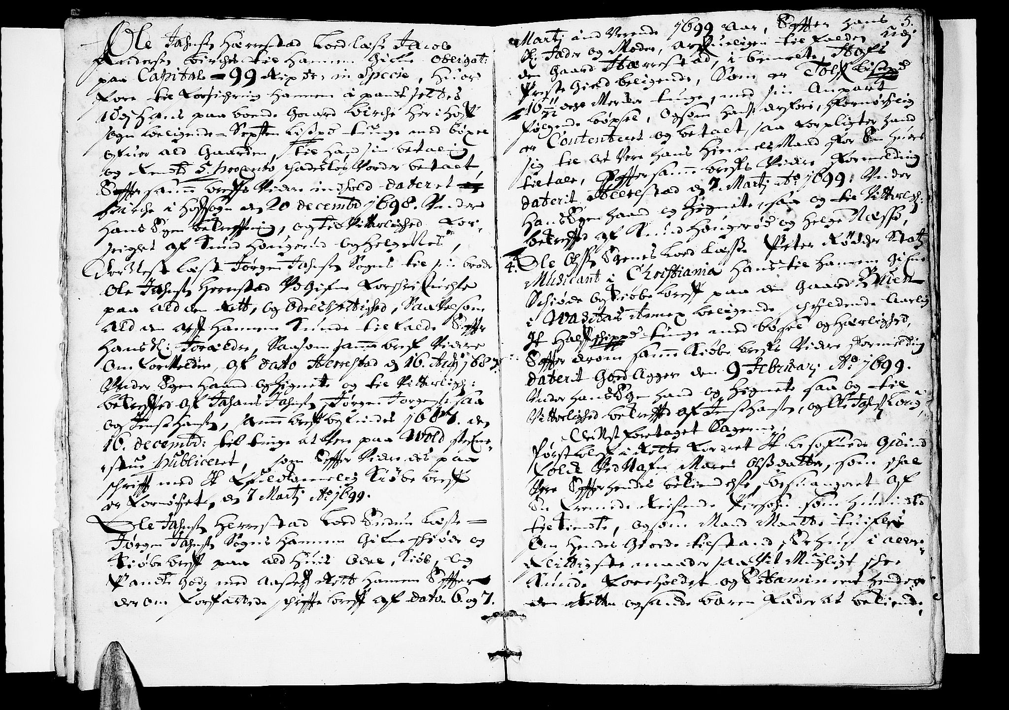 Nordre Jarlsberg sorenskriveri, SAKO/A-80/F/Fa/Faa/L0010: Tingbok, 1699-1701, s. 5