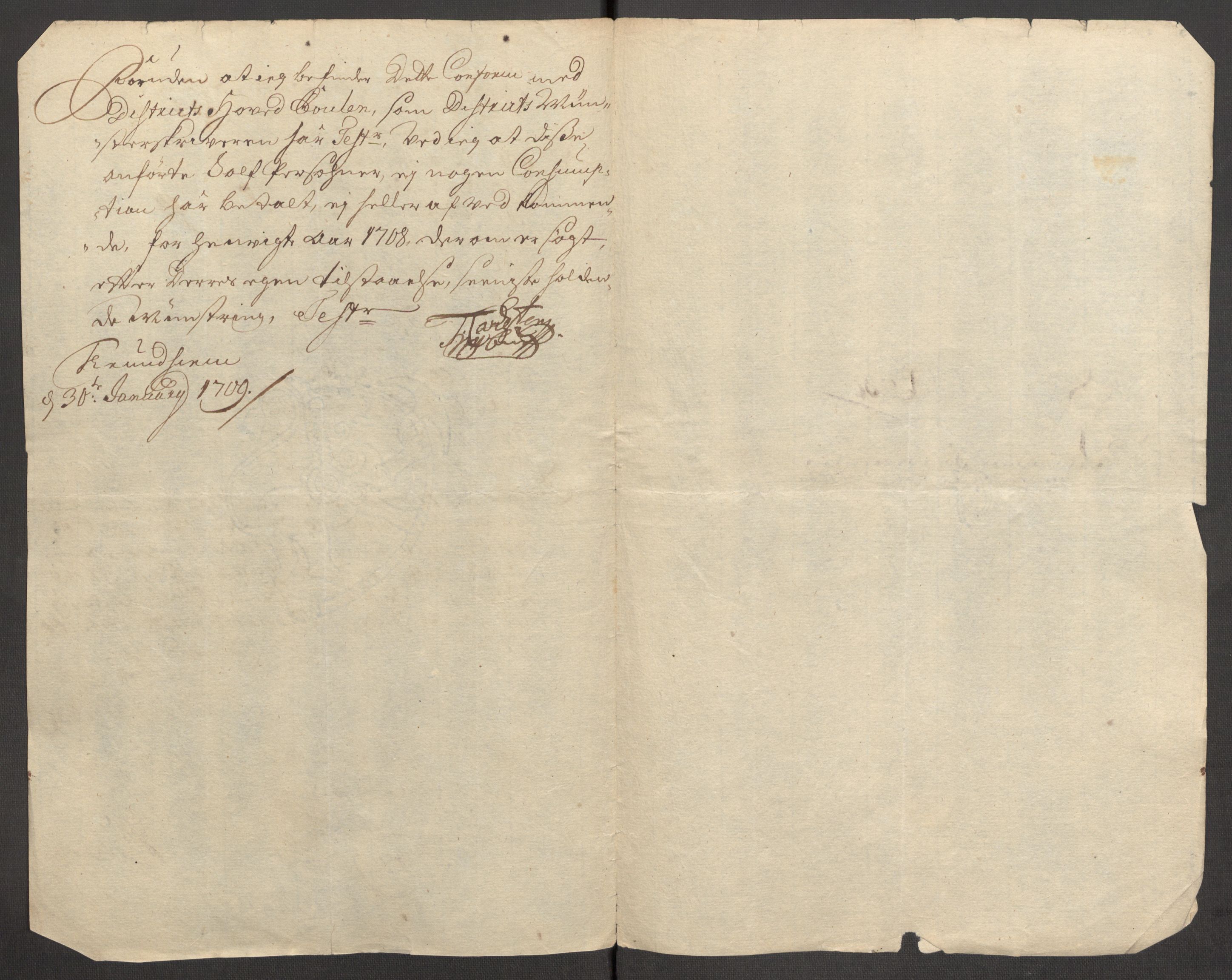Rentekammeret inntil 1814, Reviderte regnskaper, Fogderegnskap, RA/EA-4092/R57/L3858: Fogderegnskap Fosen, 1708-1709, s. 197