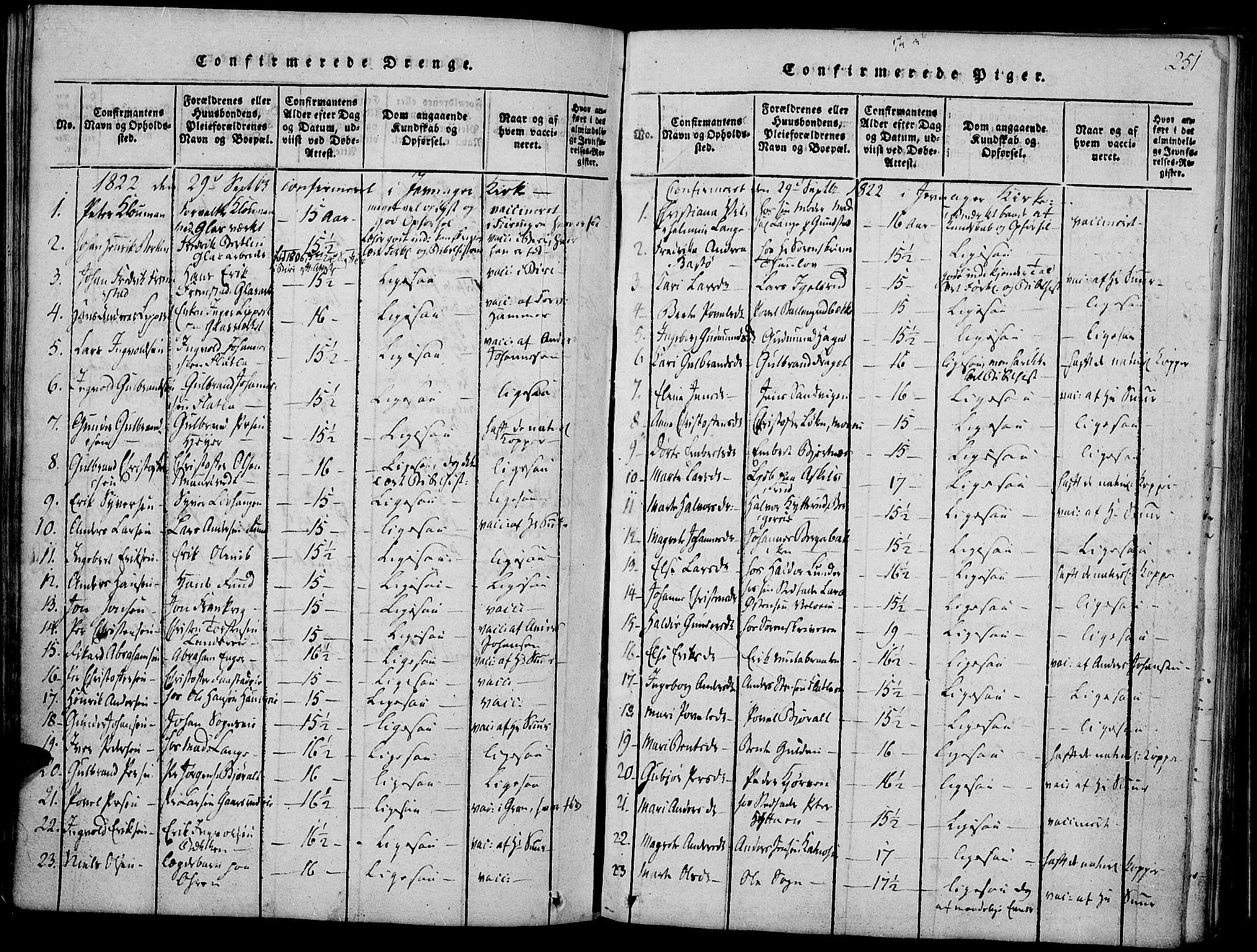 Jevnaker prestekontor, AV/SAH-PREST-116/H/Ha/Haa/L0005: Ministerialbok nr. 5, 1815-1837, s. 251