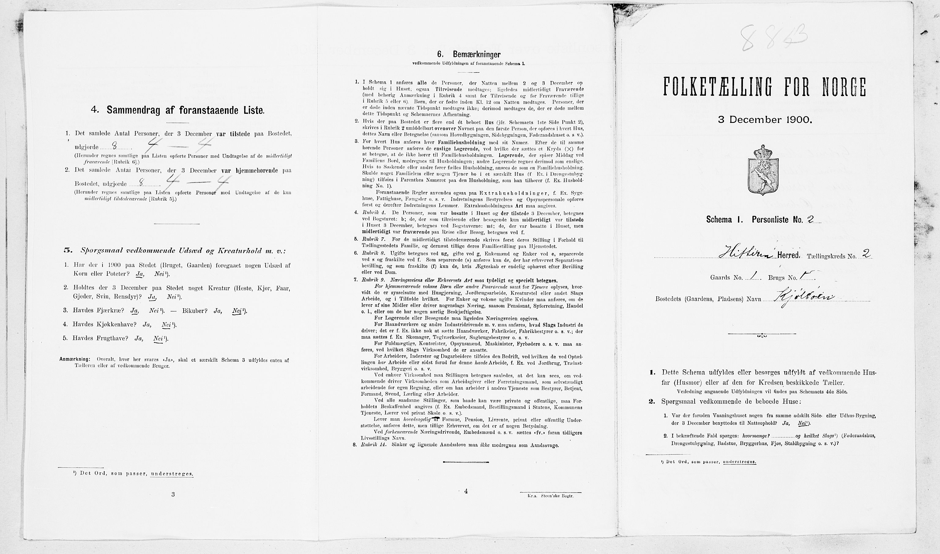 SAT, Folketelling 1900 for 1617 Hitra herred, 1900, s. 154