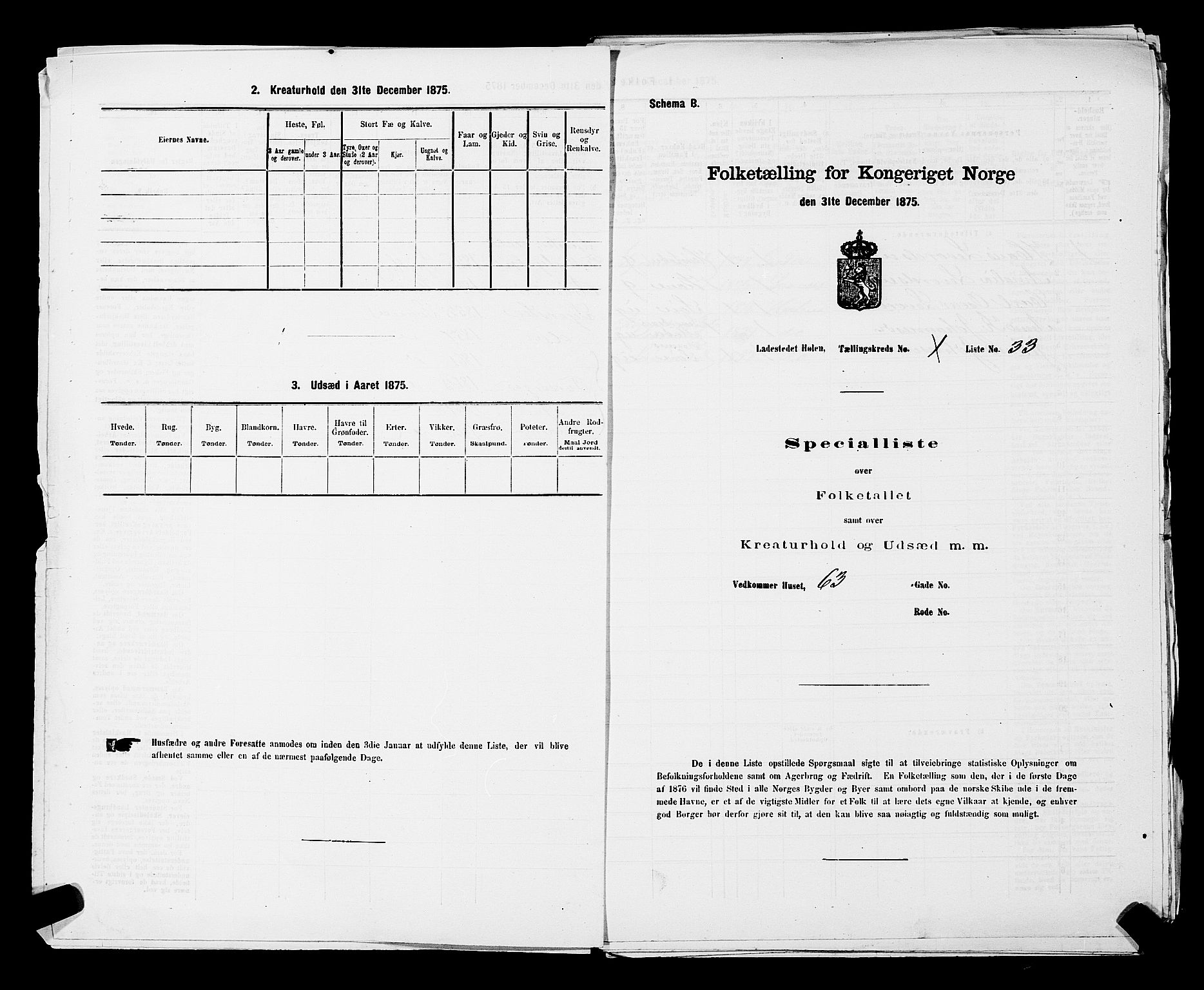 RA, Folketelling 1875 for 0204B Vestby prestegjeld, Hølen ladested, 1875, s. 7