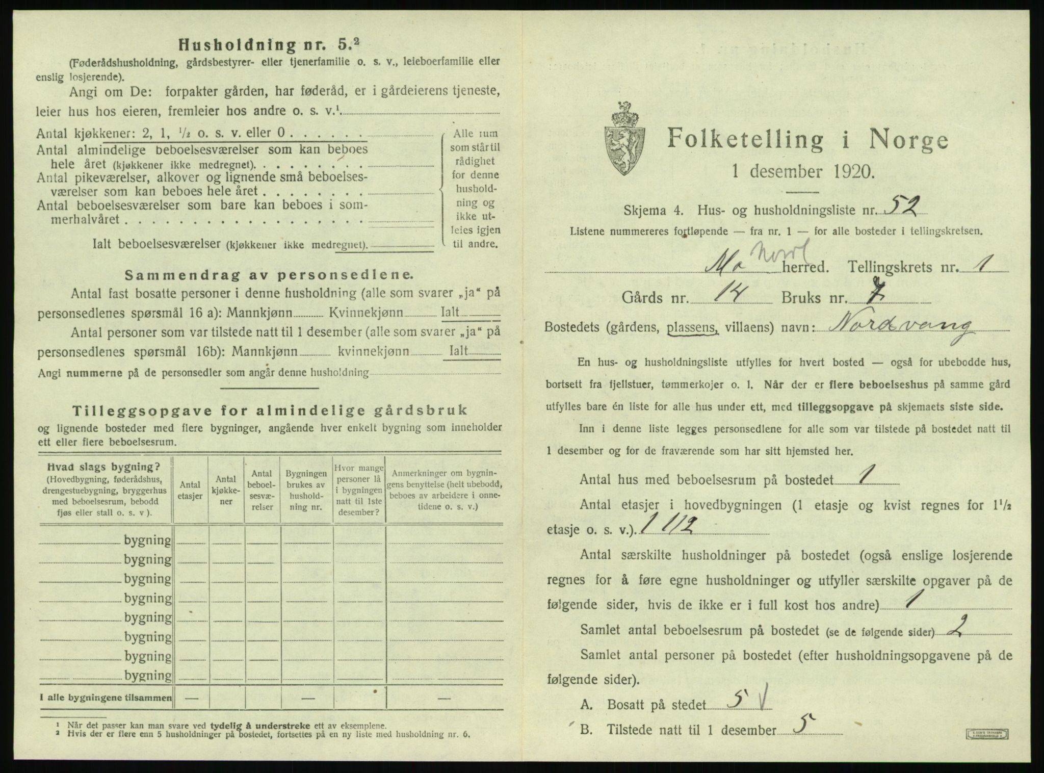 SAT, Folketelling 1920 for 1833 Mo herred, 1920, s. 168