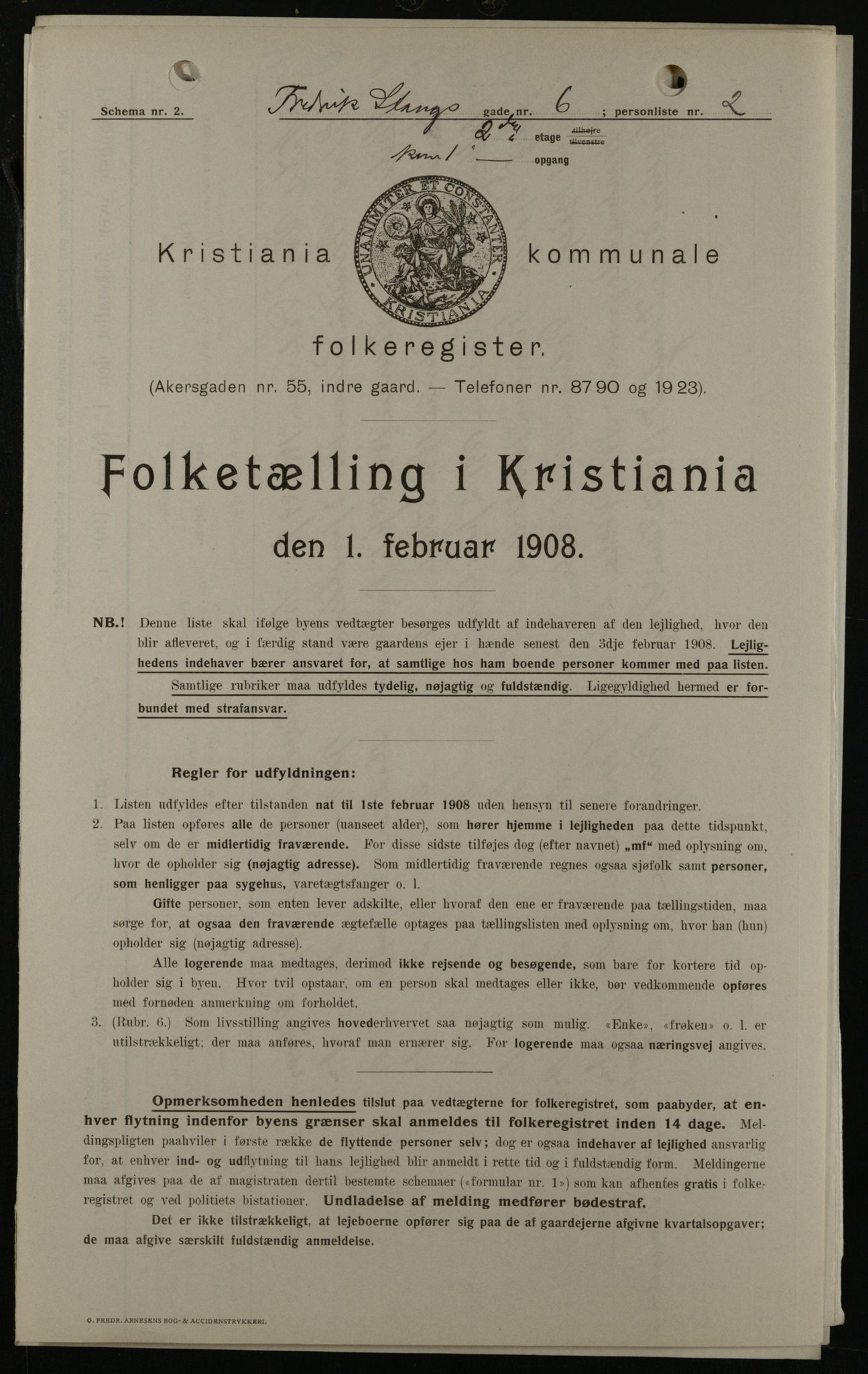 OBA, Kommunal folketelling 1.2.1908 for Kristiania kjøpstad, 1908, s. 24042