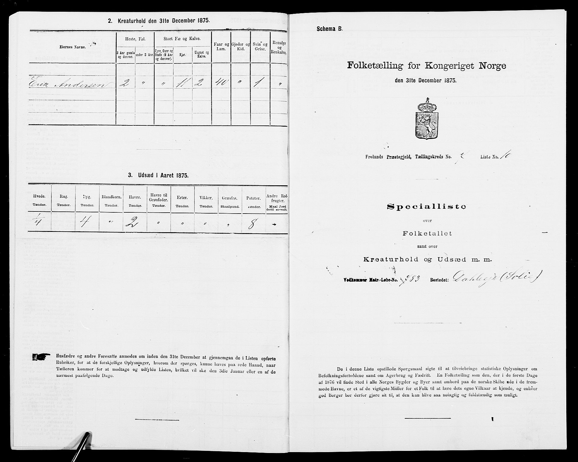 SAK, Folketelling 1875 for 0919P Froland prestegjeld, 1875, s. 654