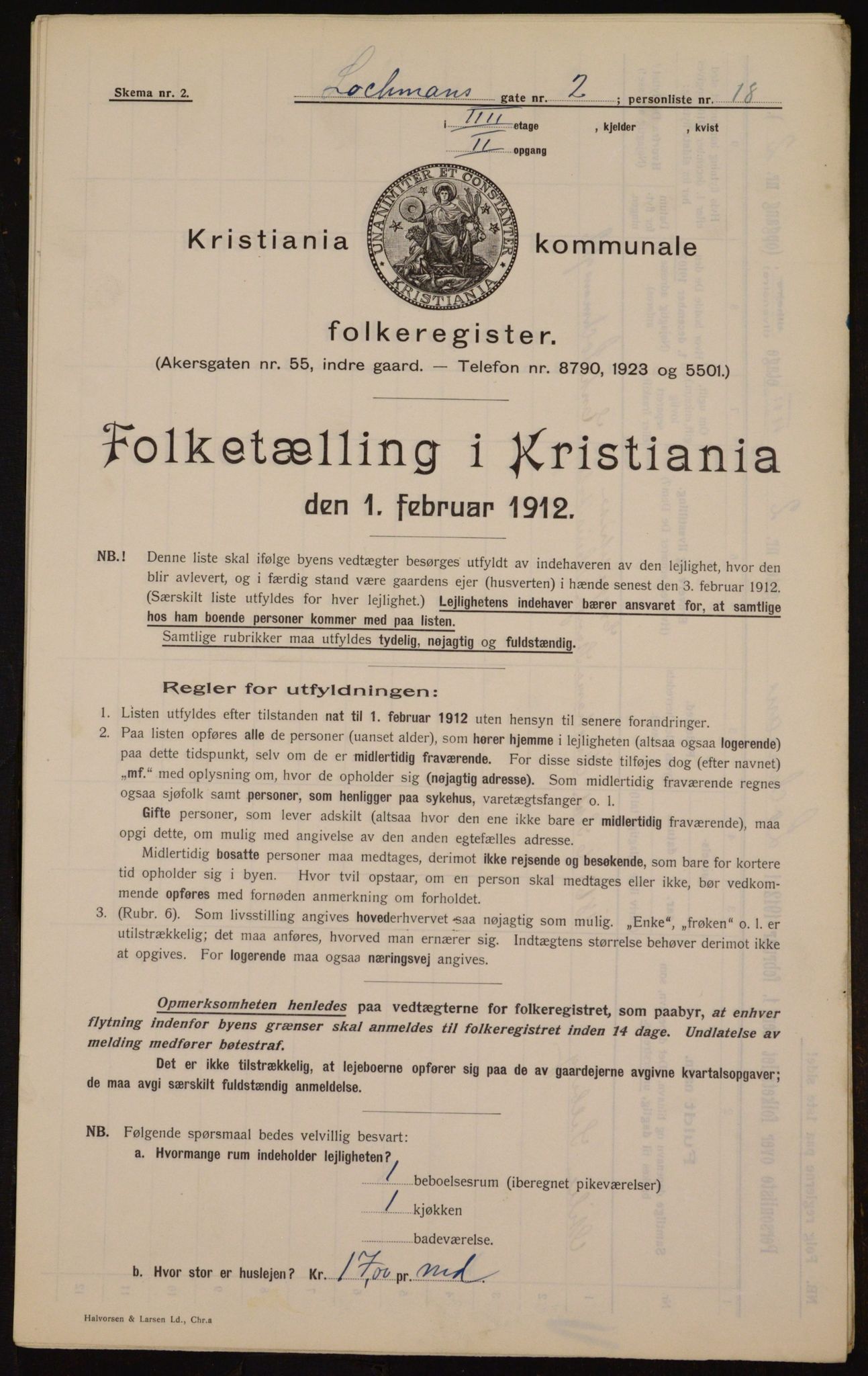 OBA, Kommunal folketelling 1.2.1912 for Kristiania, 1912, s. 58593