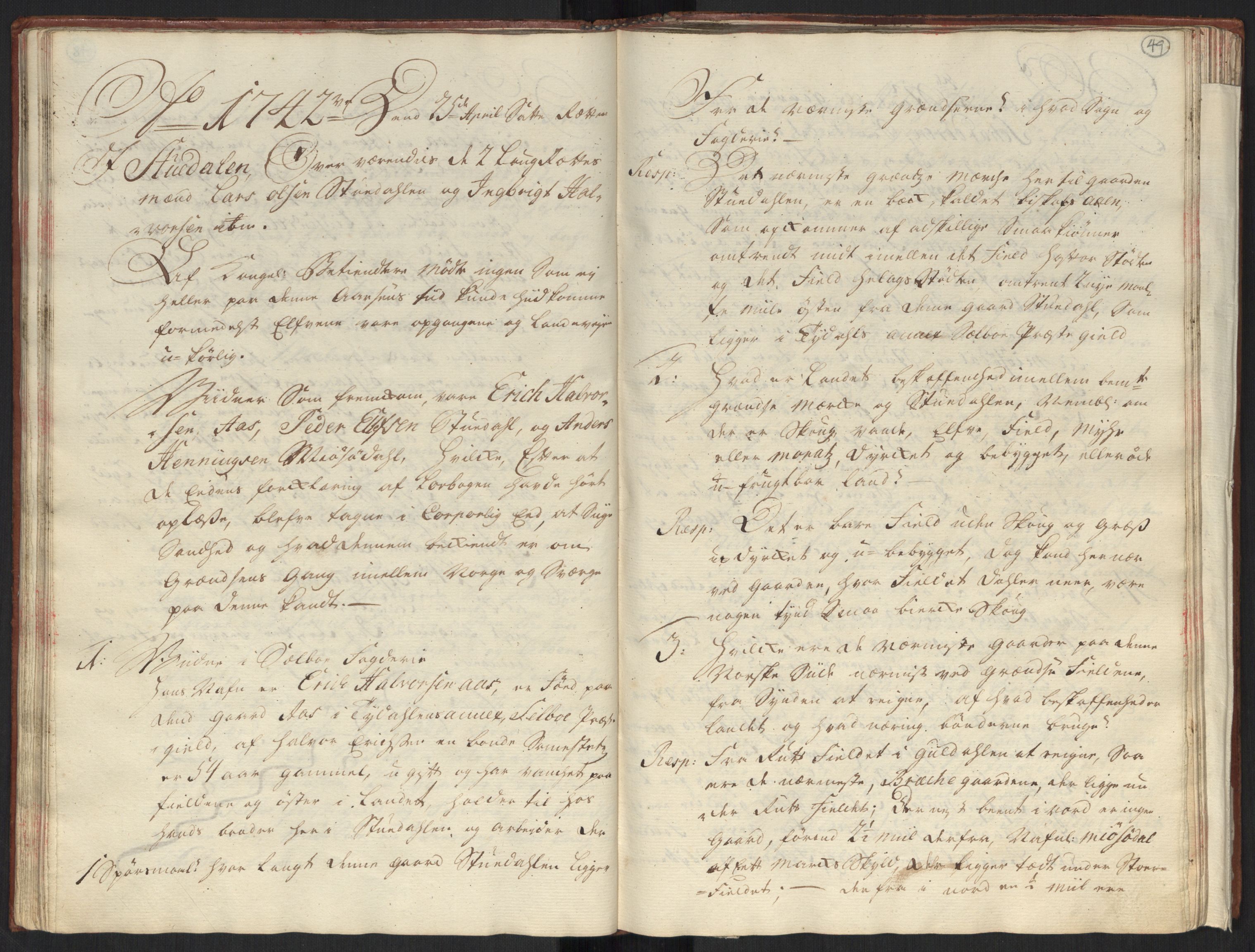 Danske Kanselli, Grensearkivet, AV/RA-EA-4062/F/L0010/0002: Volum XX-XXII / Vol. XXI: Major Schnitlers grenseeksaminasjonsprotokoll, 1. bind, 1742, s. 48b-49a